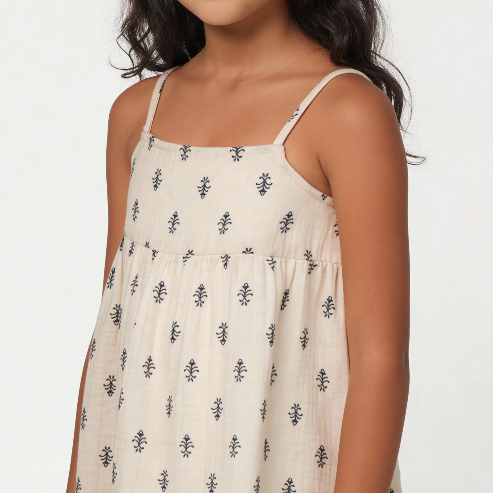 Girls Printed Calf Length Boho Dress - Image 4