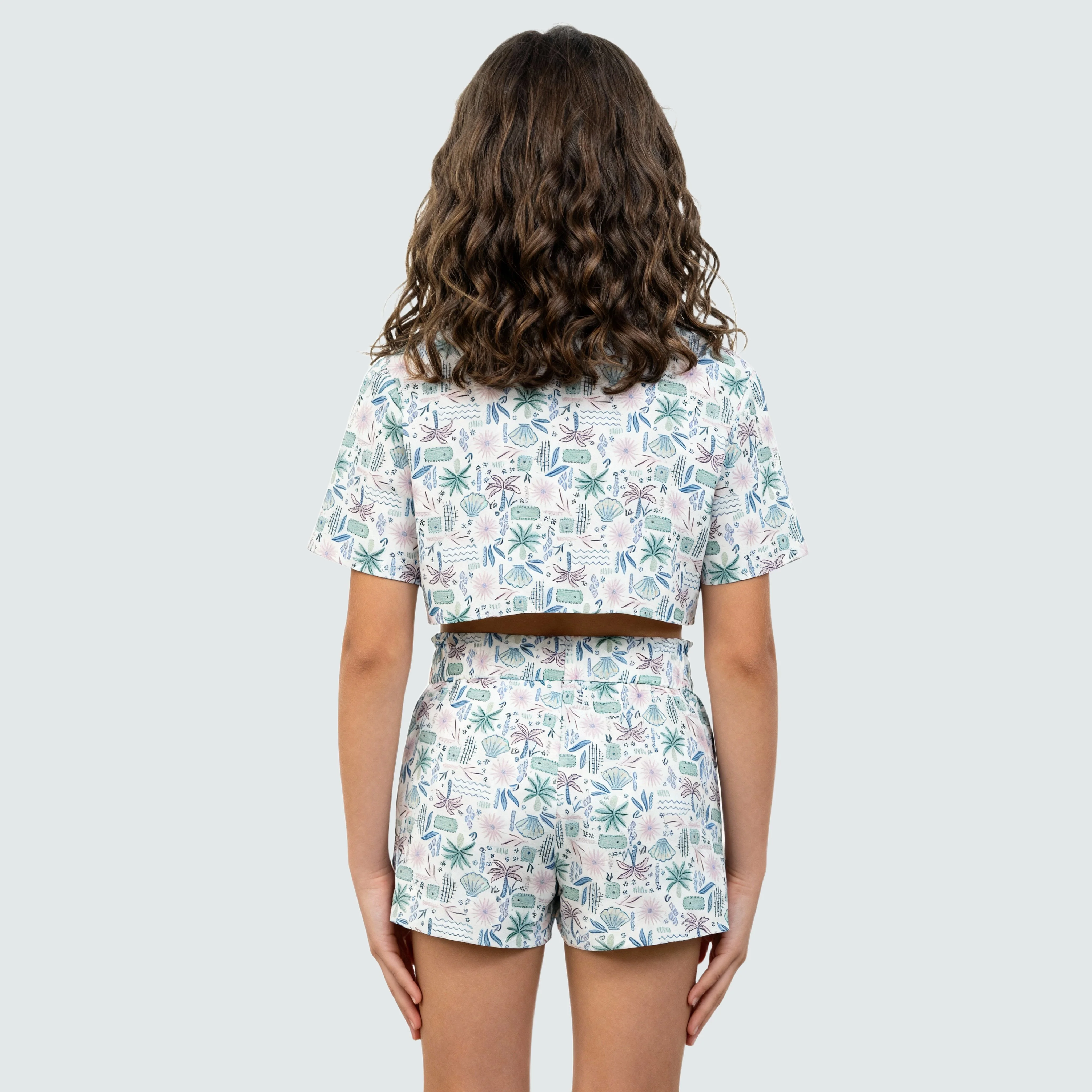 Girls Printed Camp Collar Top - Image 3