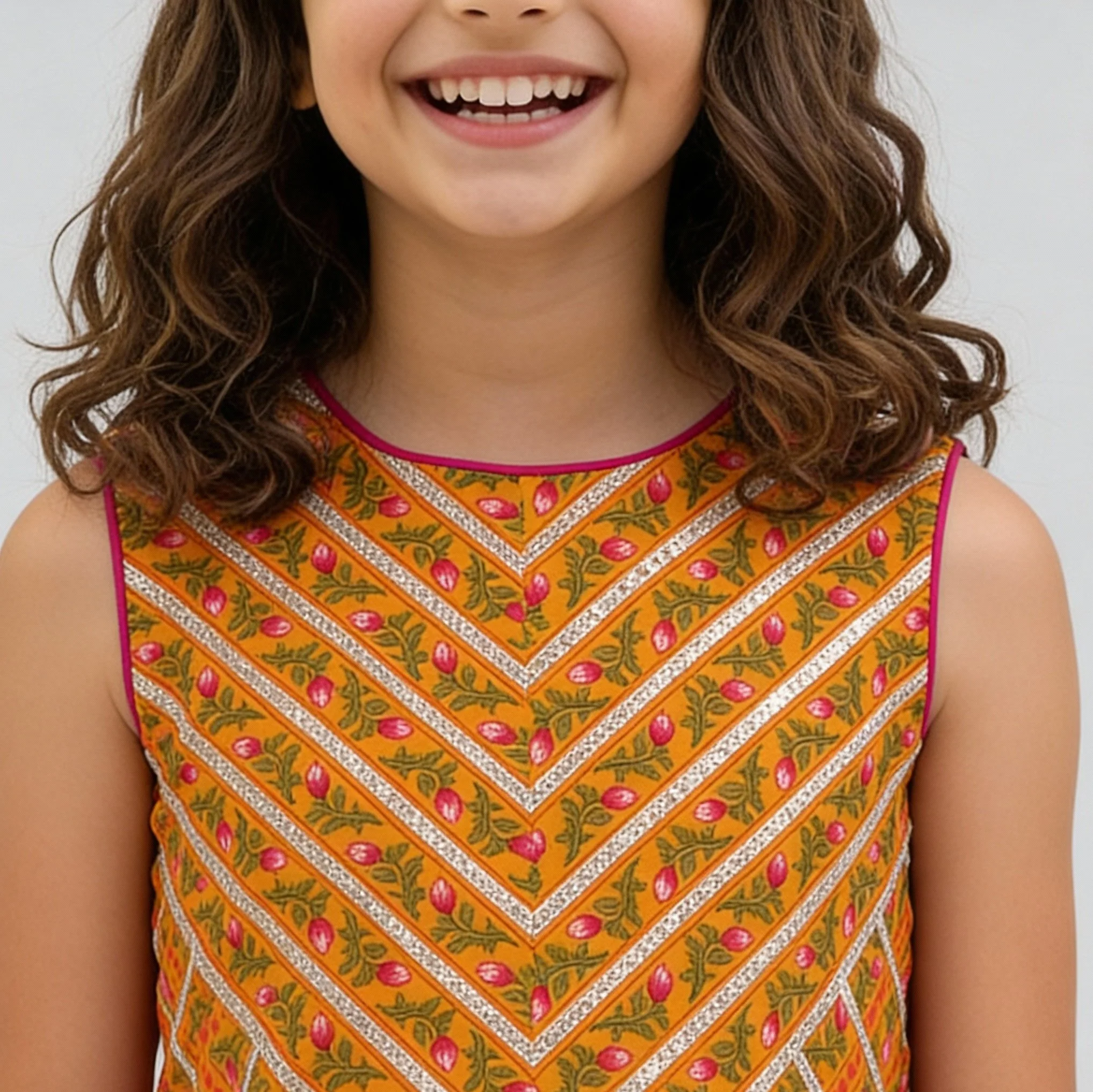 Girls Printed Choli with Skirt & with Dupatta Set - Image 4