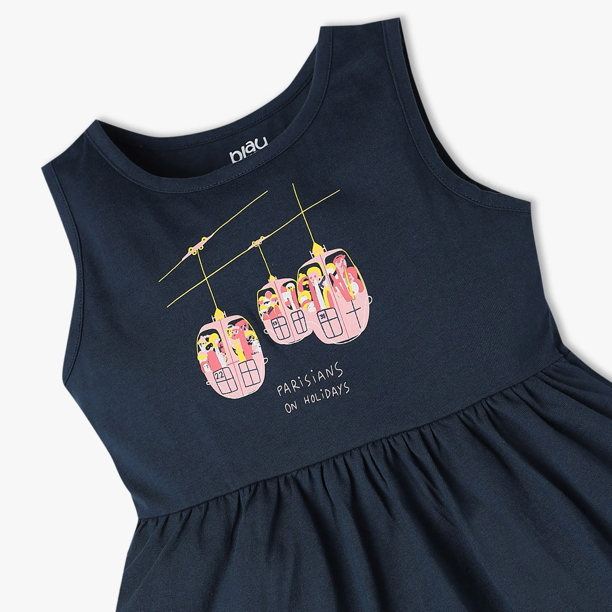 Girls Printed Crew Neck Sleeveless Playtime Dress - Image 3