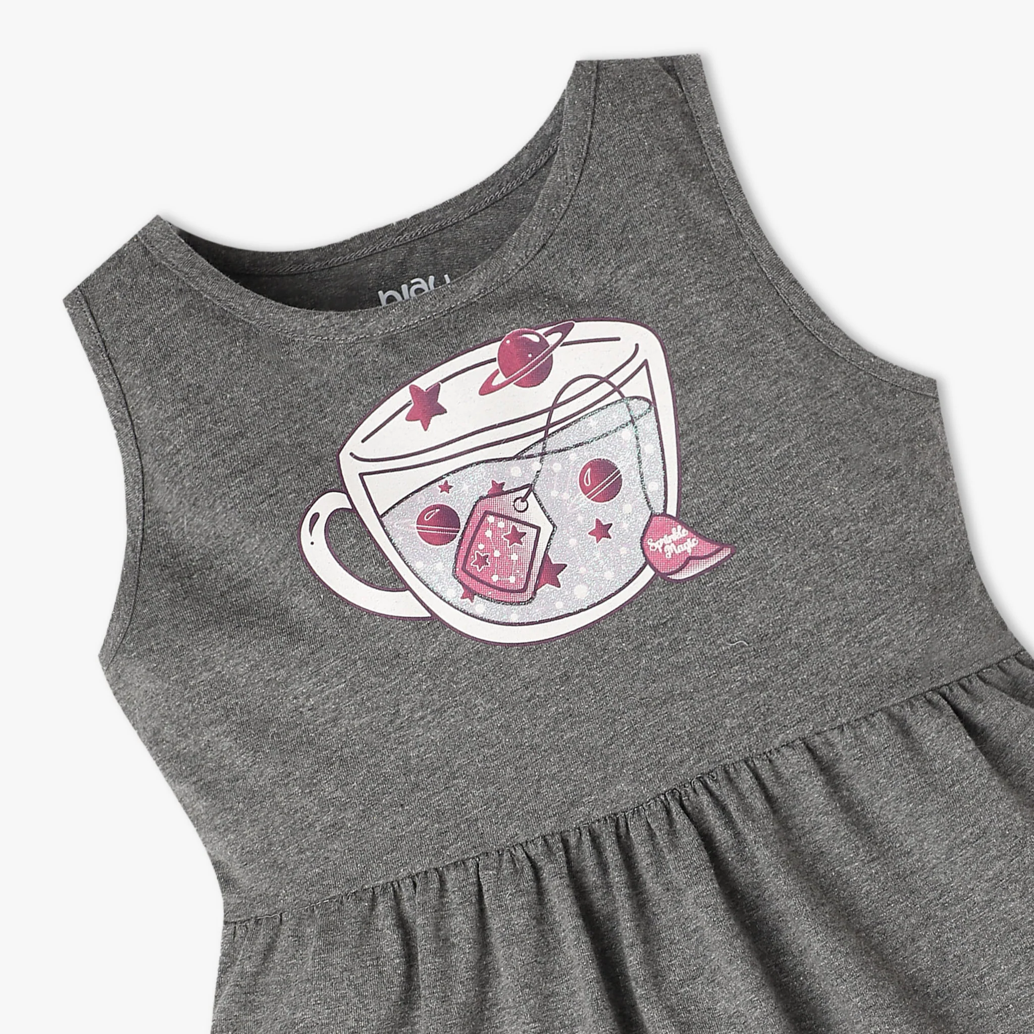 Girls Printed Crew Neck Sleeveless Playtime Dress - Image 3