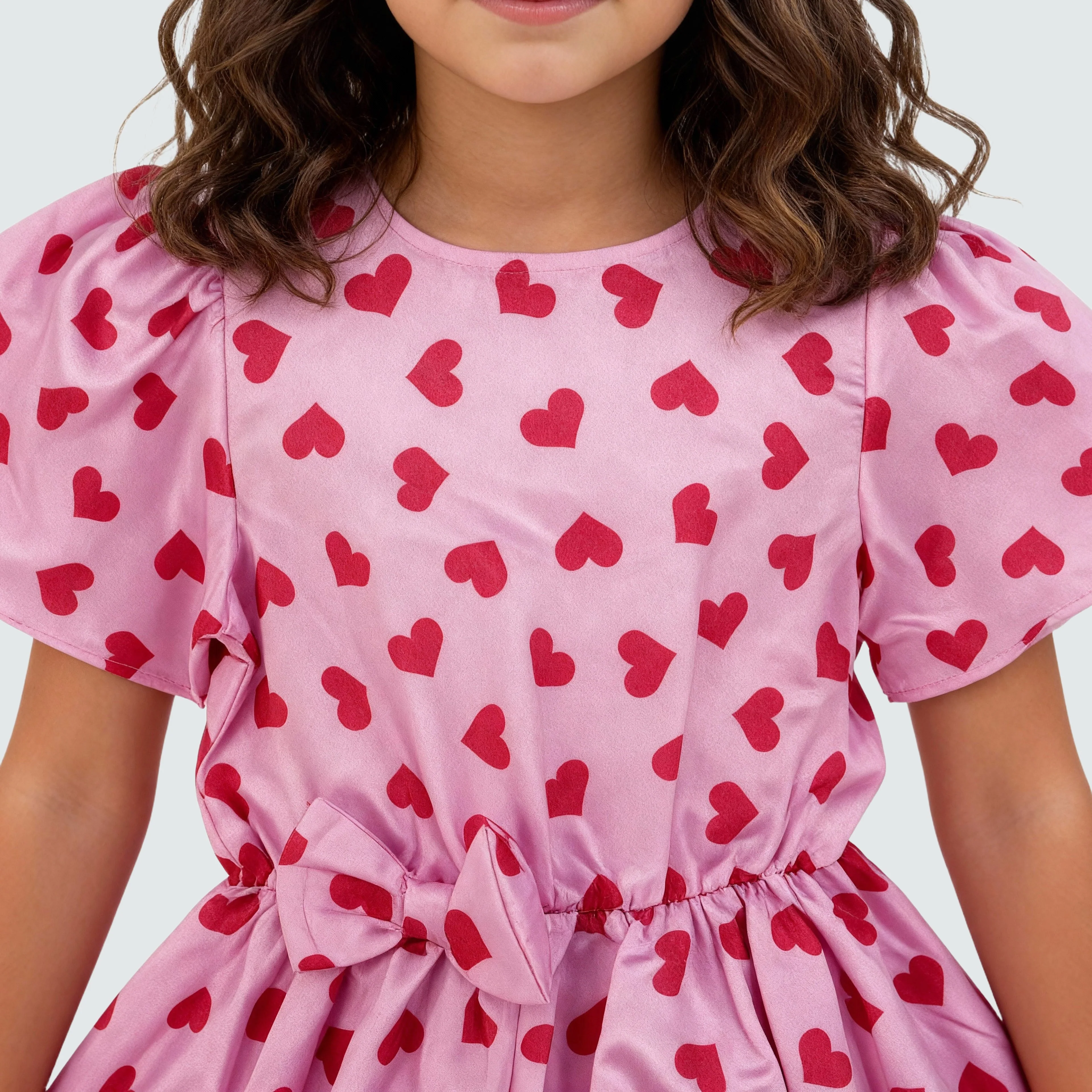 Girls Printed Frock with Balloon Sleeves - Image 4