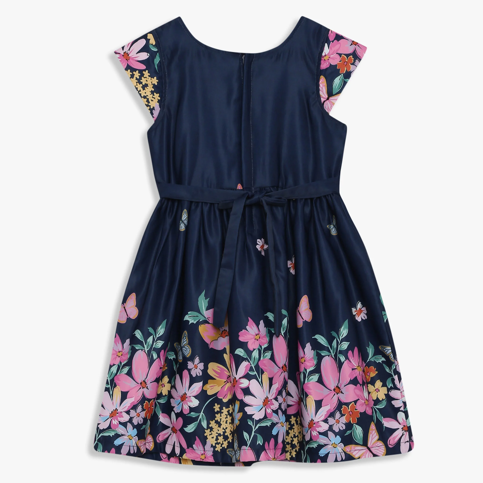 Girls Printed Satin Knee-Length Party Dress - Image 2