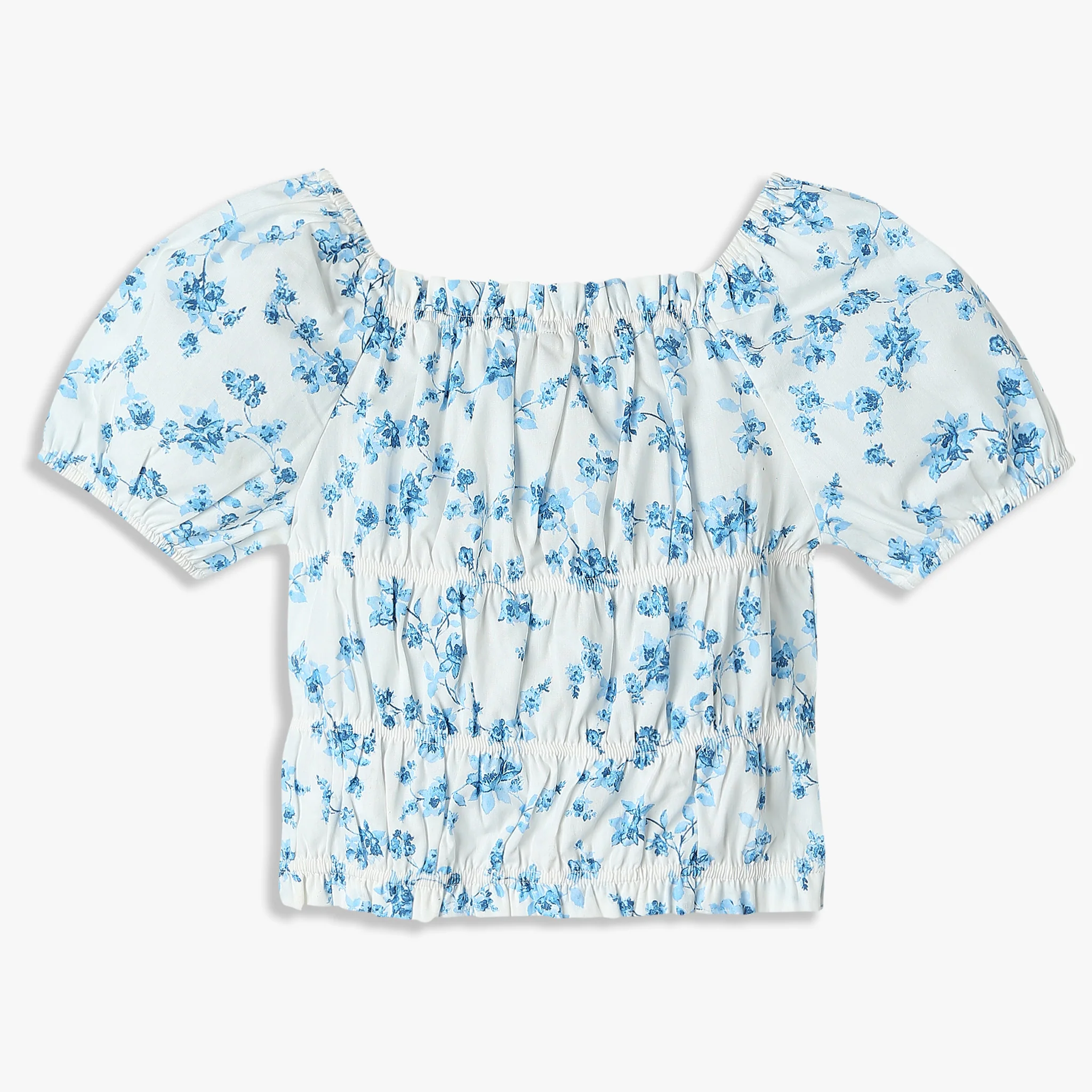 Girls Printed Square Neck Woven Top - Image 2