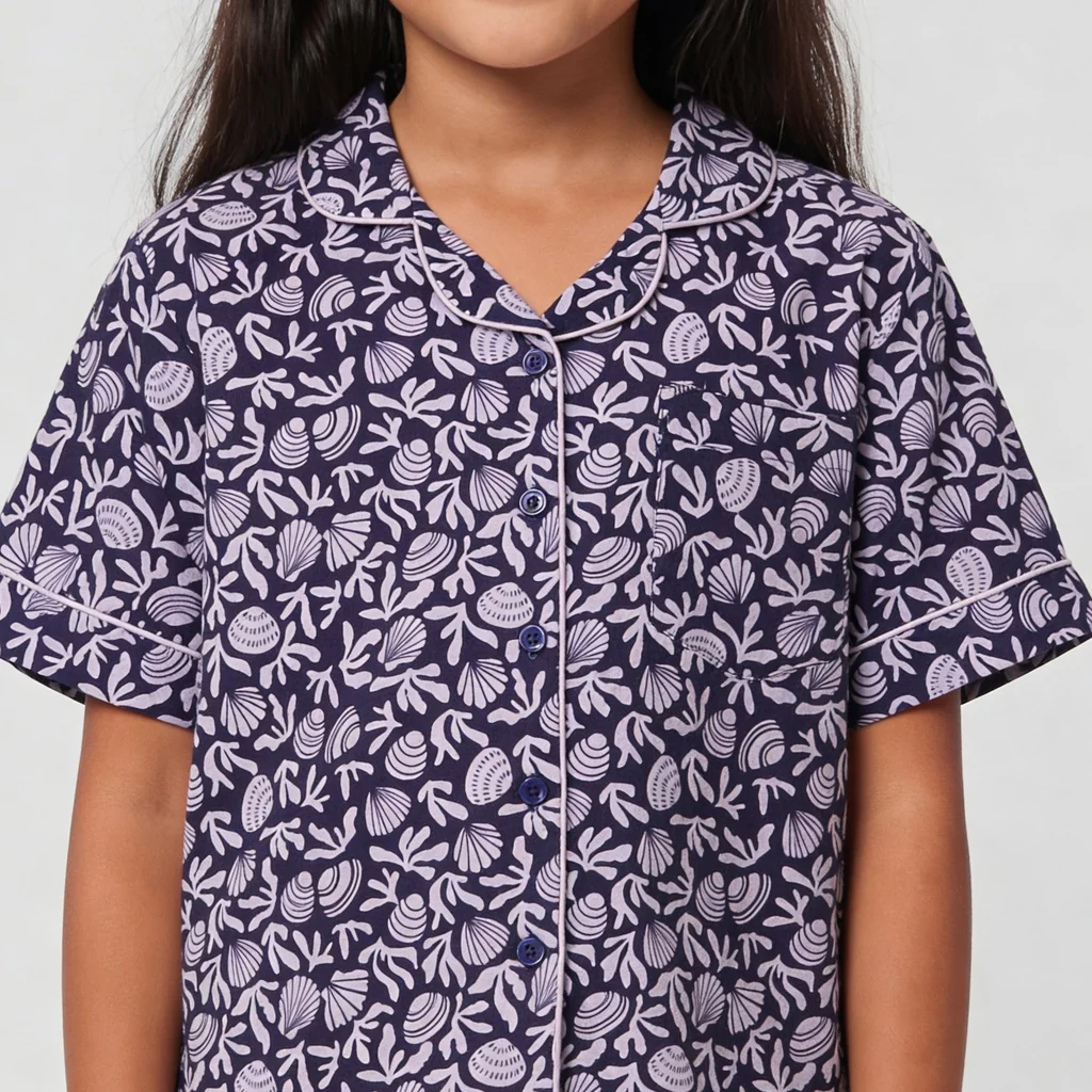 Girls Printed T-Shirt with Shorts Sleepwear Set - Image 4