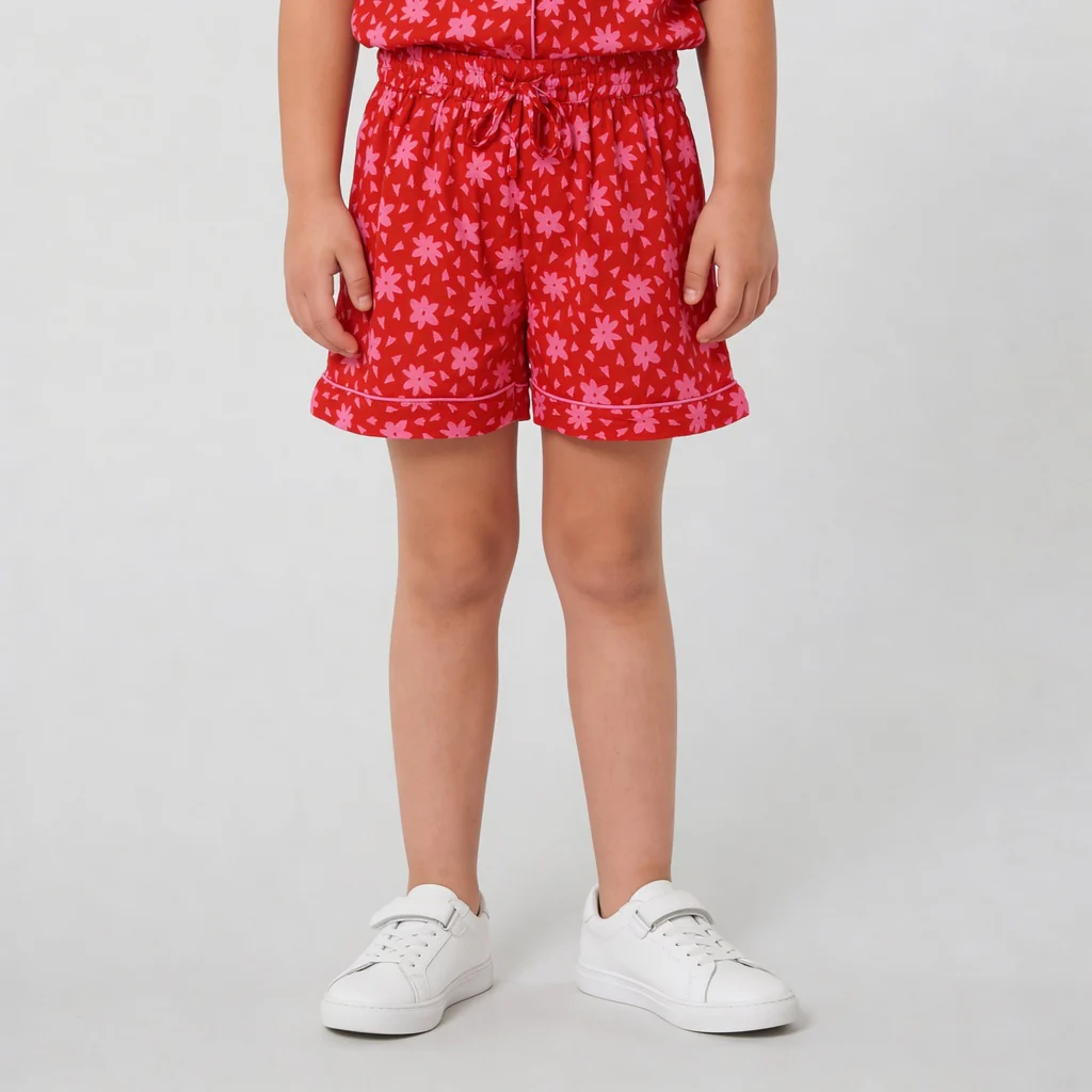 Girls Printed T-Shirt with Shorts Sleepwear Set - Image 7
