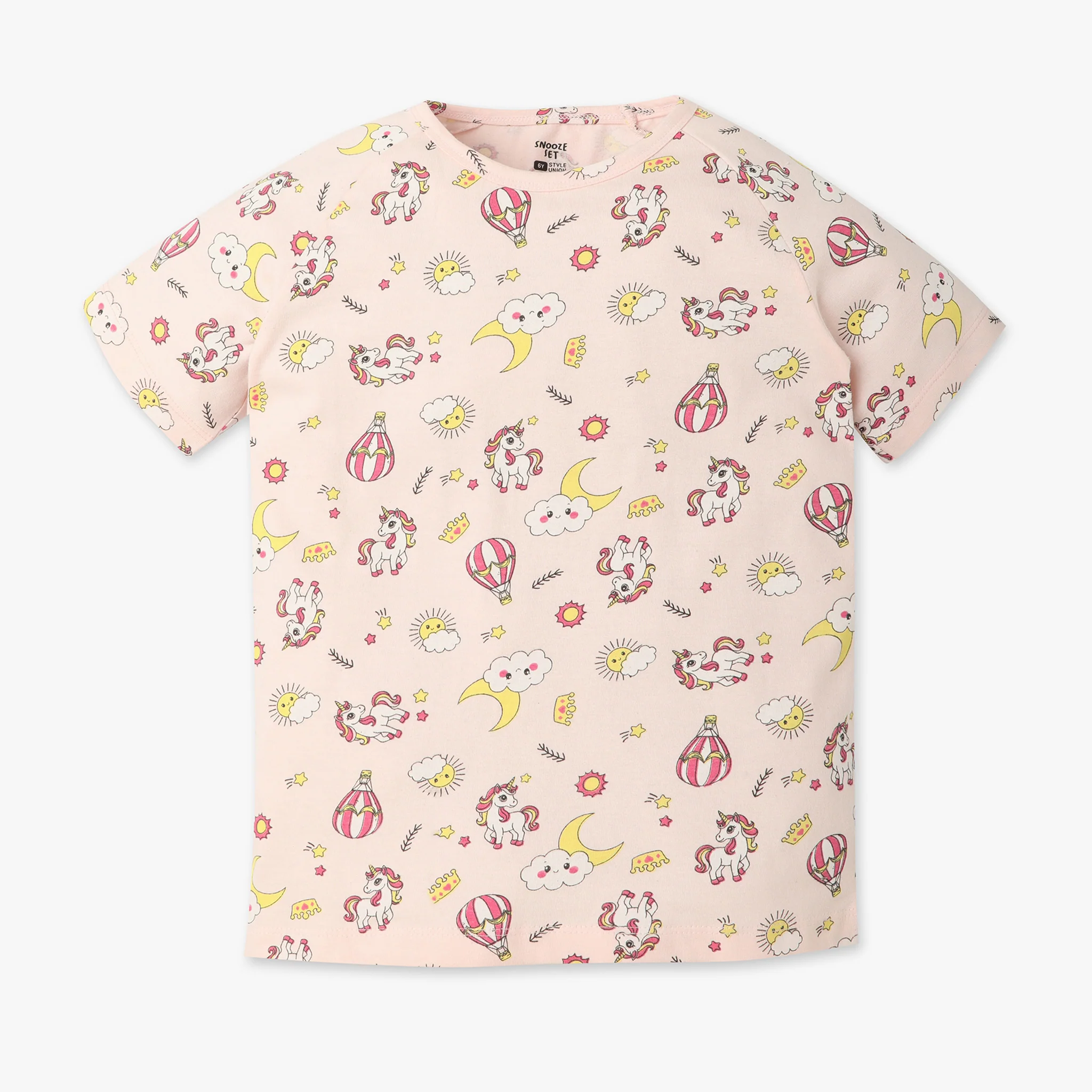 Girls All Over Print Crew Neck Full Sleeve T-Shirt With Trackpant Sleepwear Set - Image 2