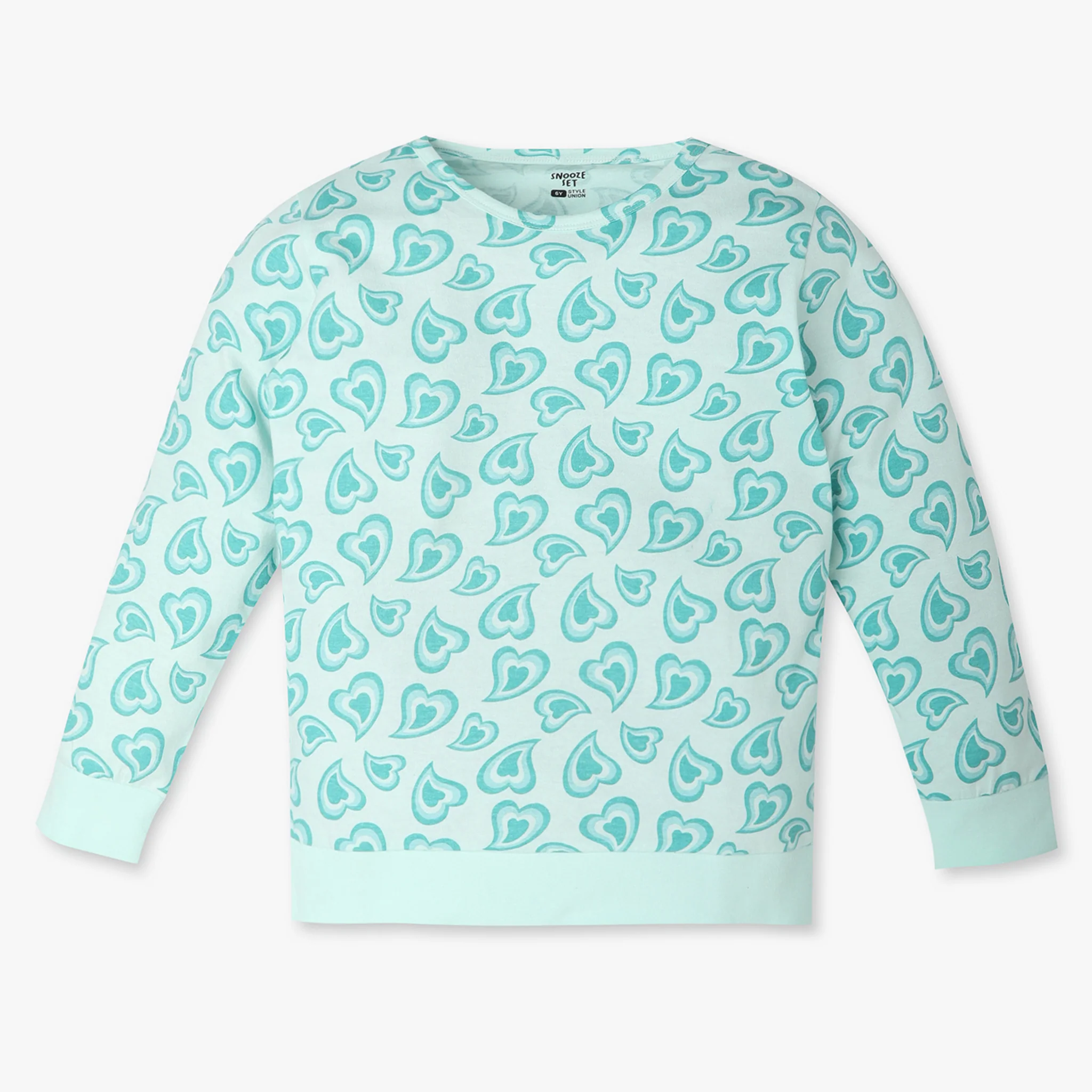 Girls All Over Print Crew Neck Full Sleeve T-Shirt With Trackpant Sleepwear Set - Image 2