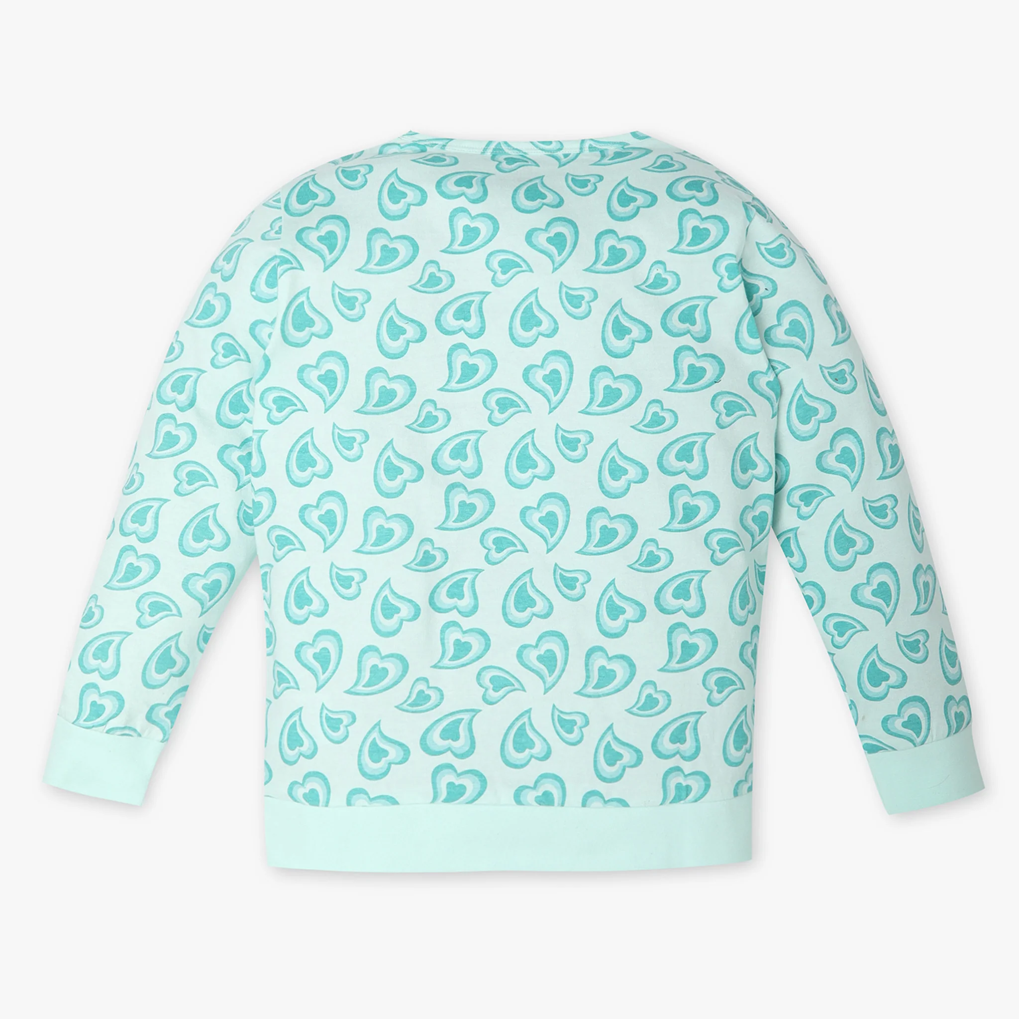 Girls All Over Print Crew Neck Full Sleeve T-Shirt With Trackpant Sleepwear Set - Image 3