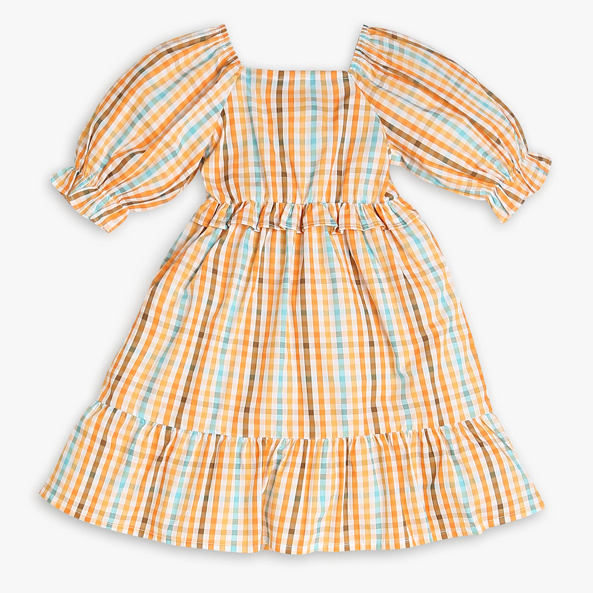 Girls Regular Fit Checkered Frock - Image 2