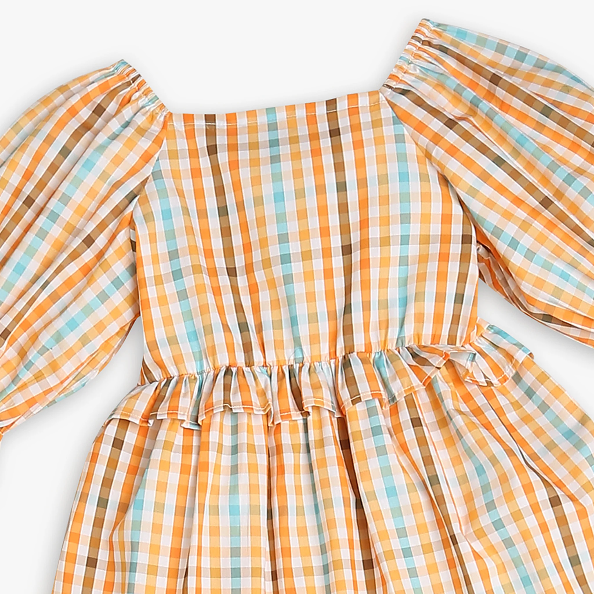 Girls Regular Fit Checkered Frock - Image 3