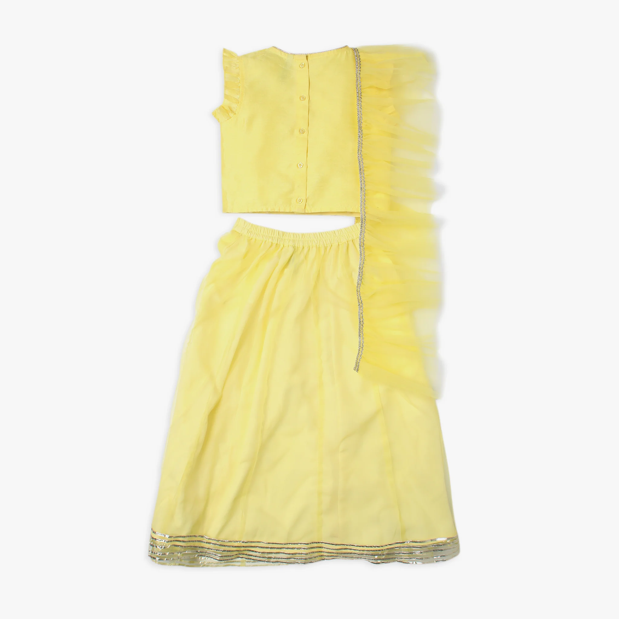 Girl's Regular Fit Embellished Choli & Skirt & With Dupatta Set - Image 2