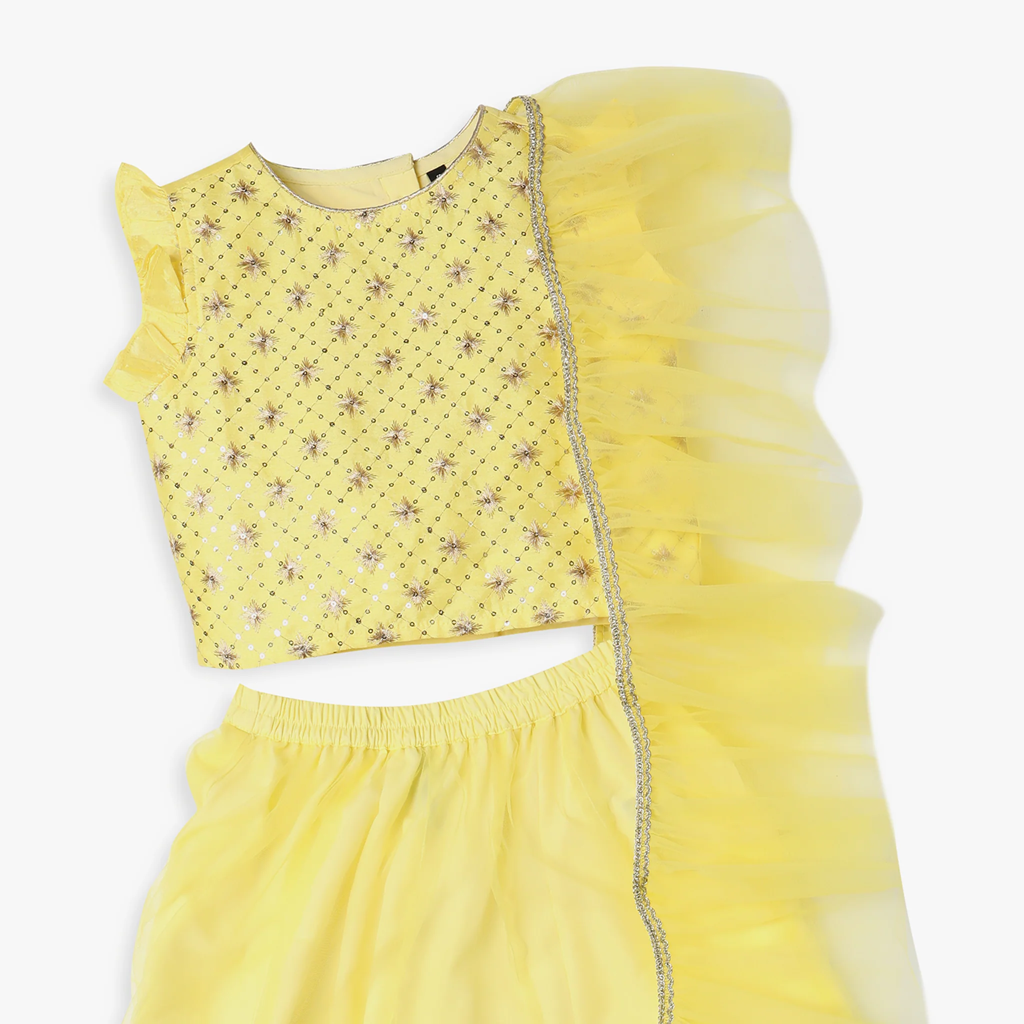 Girl's Regular Fit Embellished Choli & Skirt & With Dupatta Set - Image 3
