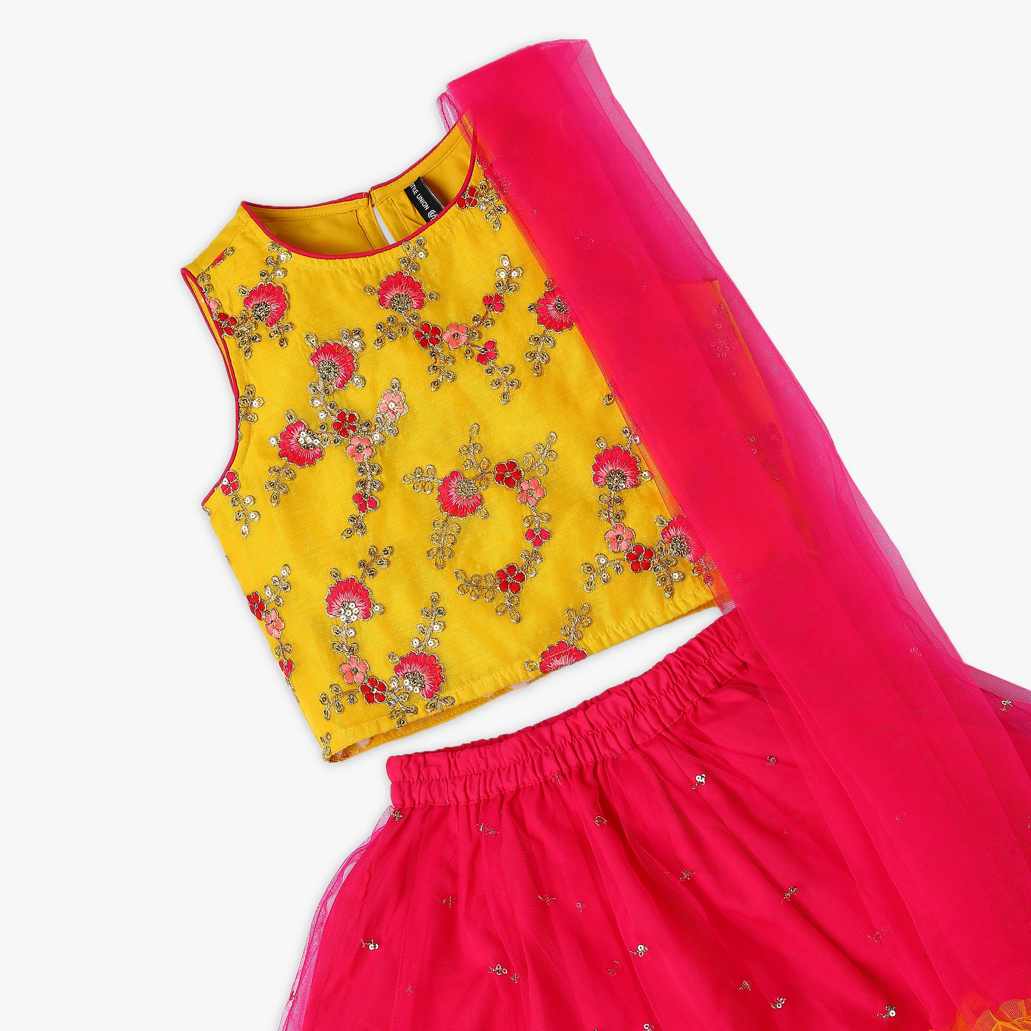 Girl's Regular Fit Embellished Choli & Skirt With Dupatta Set - Image 3