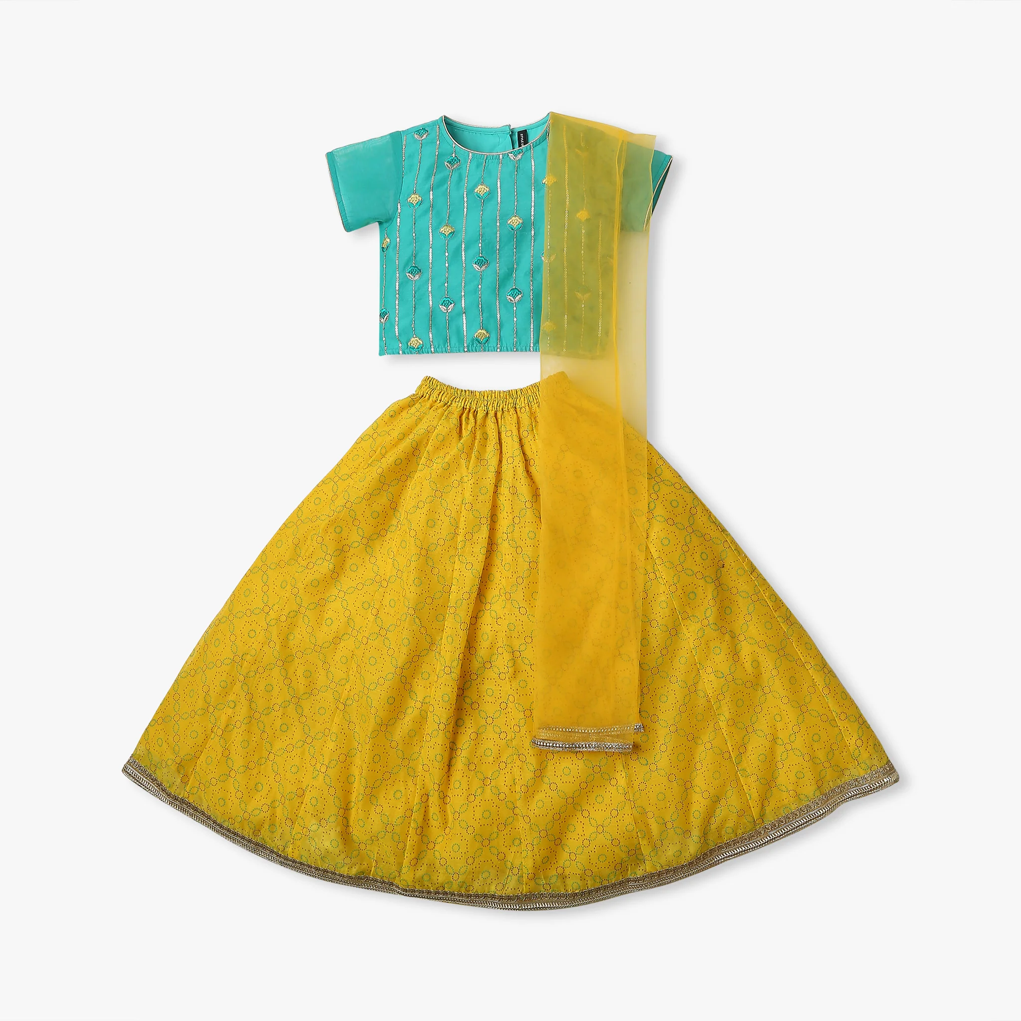 Girl's Regular Fit Embellished Choli & Skirt With Dupatta Set