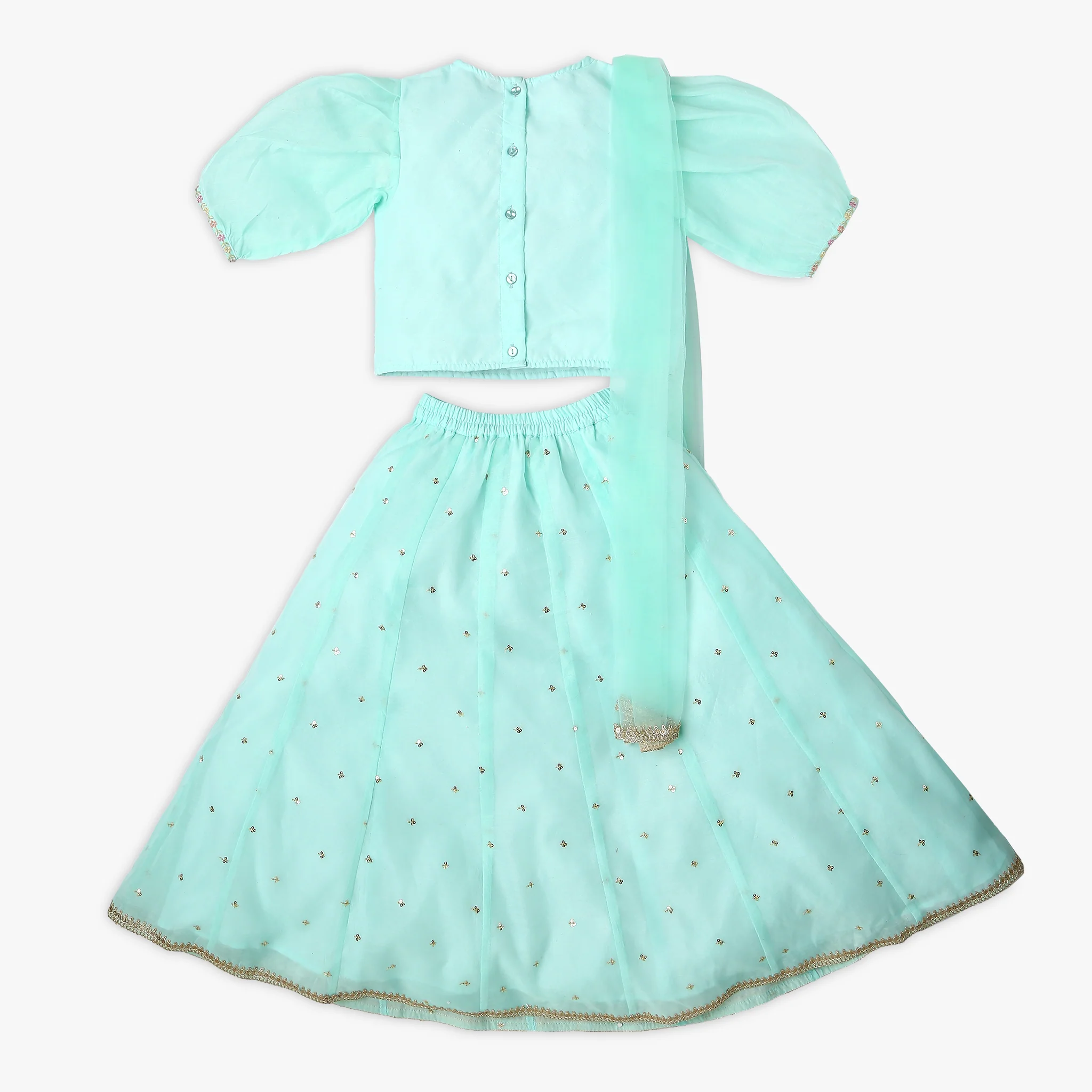 Girl's Regular Fit Embellished Choli & Skirt With Dupatta Set - Image 2