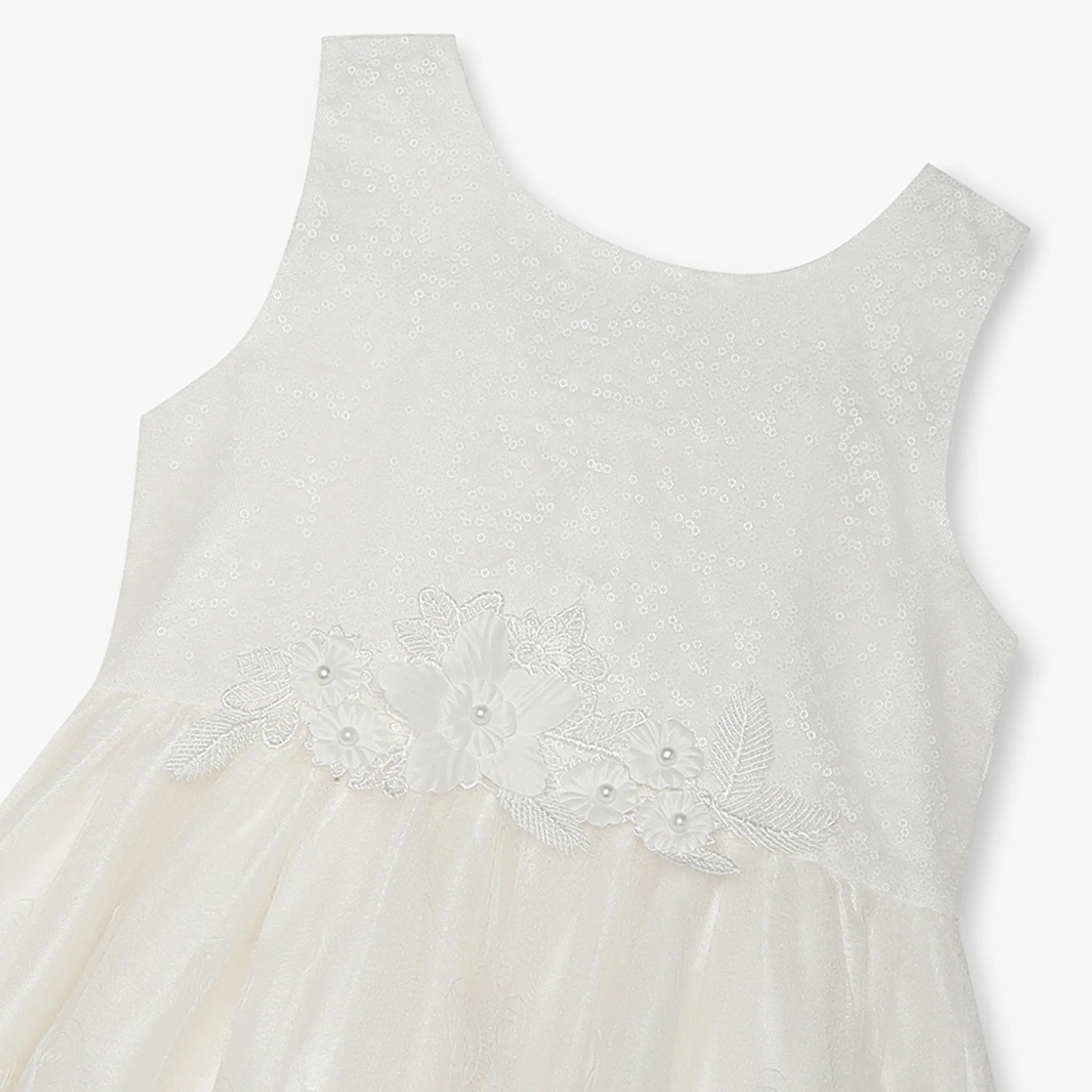 Girls Embellished Knee Length Sleeveless Party Dress - Image 3