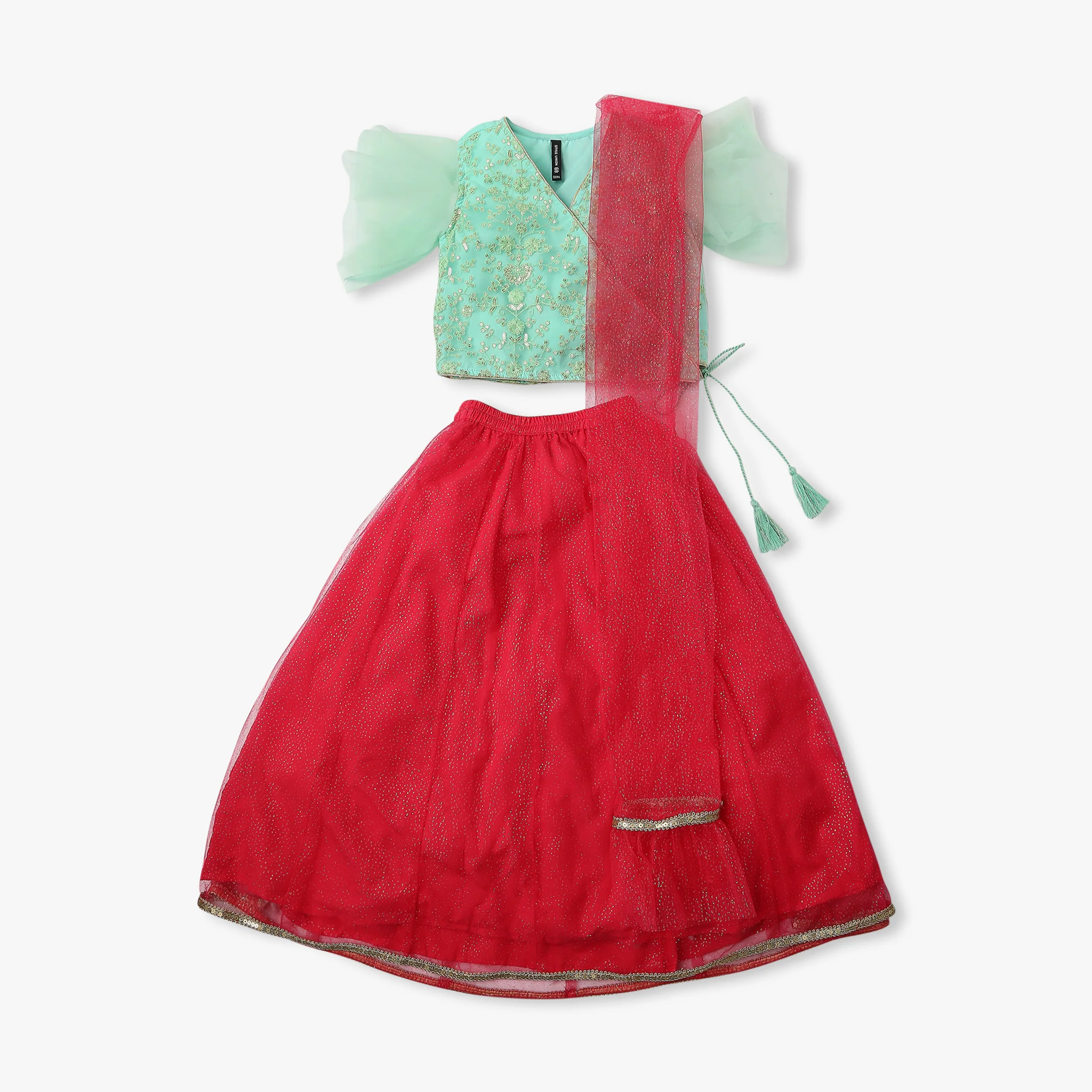 Girl's Regular Fit Embroidered Choli & Skirt With Dupatta Set