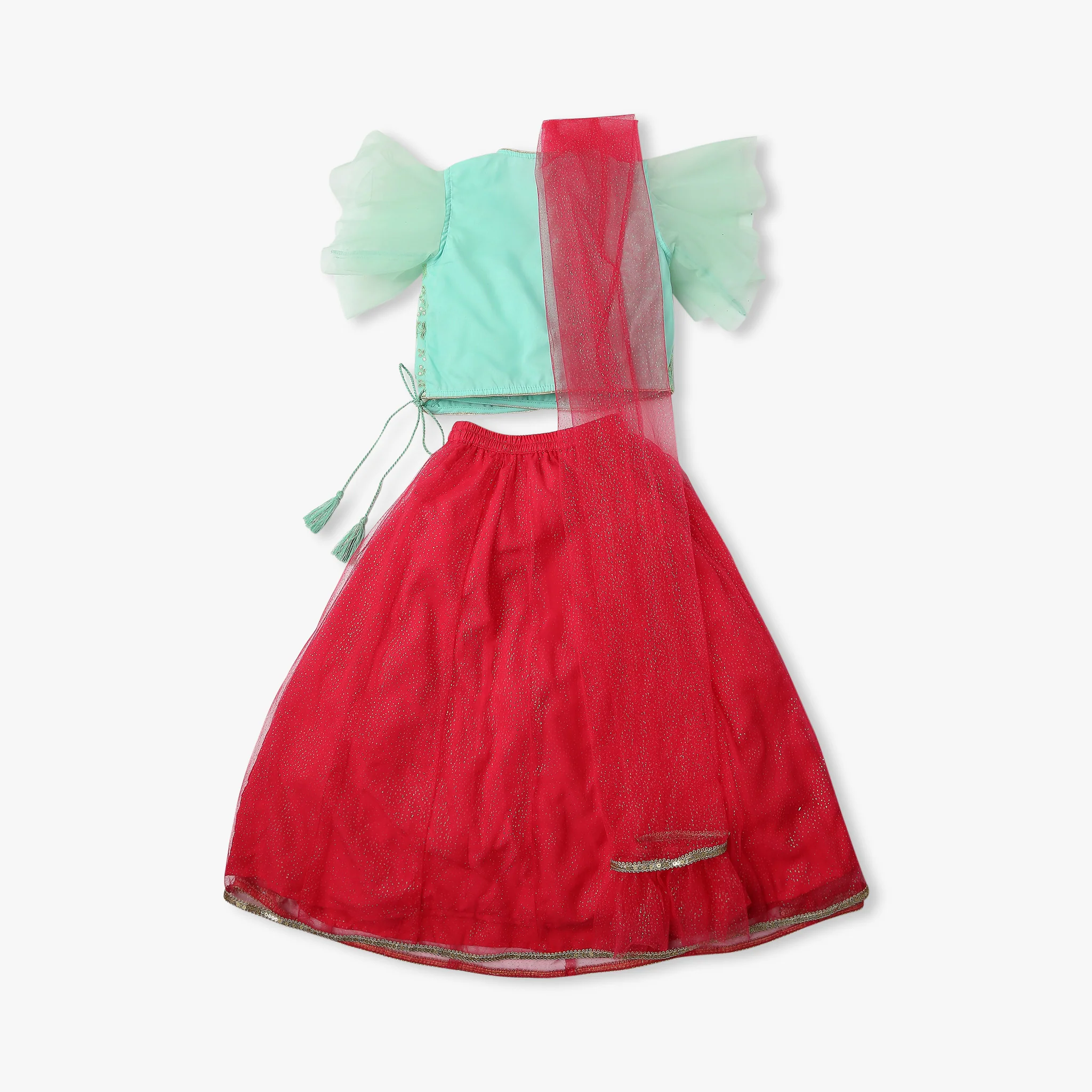 Girl's Regular Fit Embroidered Choli & Skirt With Dupatta Set - Image 2