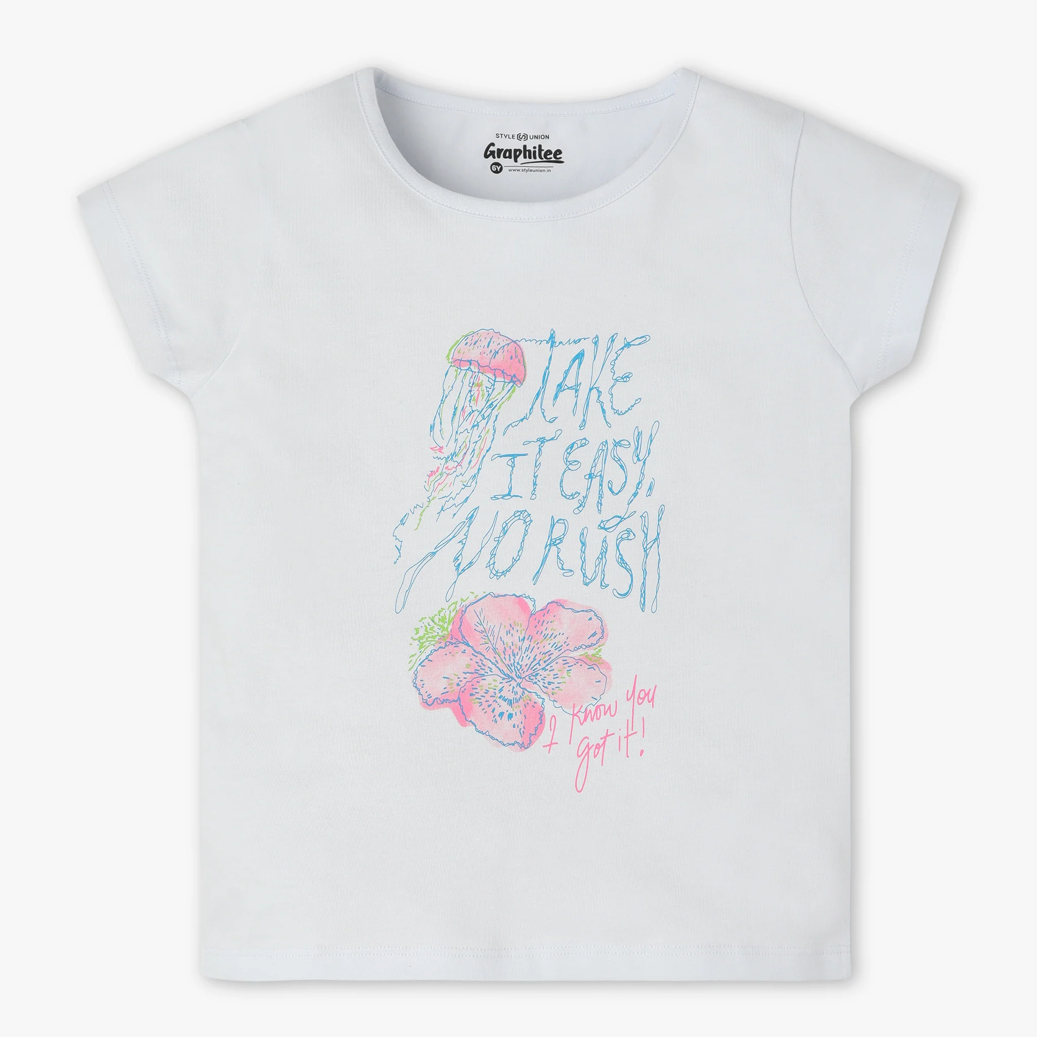 Girls Crew Neck Graphic Fun Playtime Basic T-Shirt