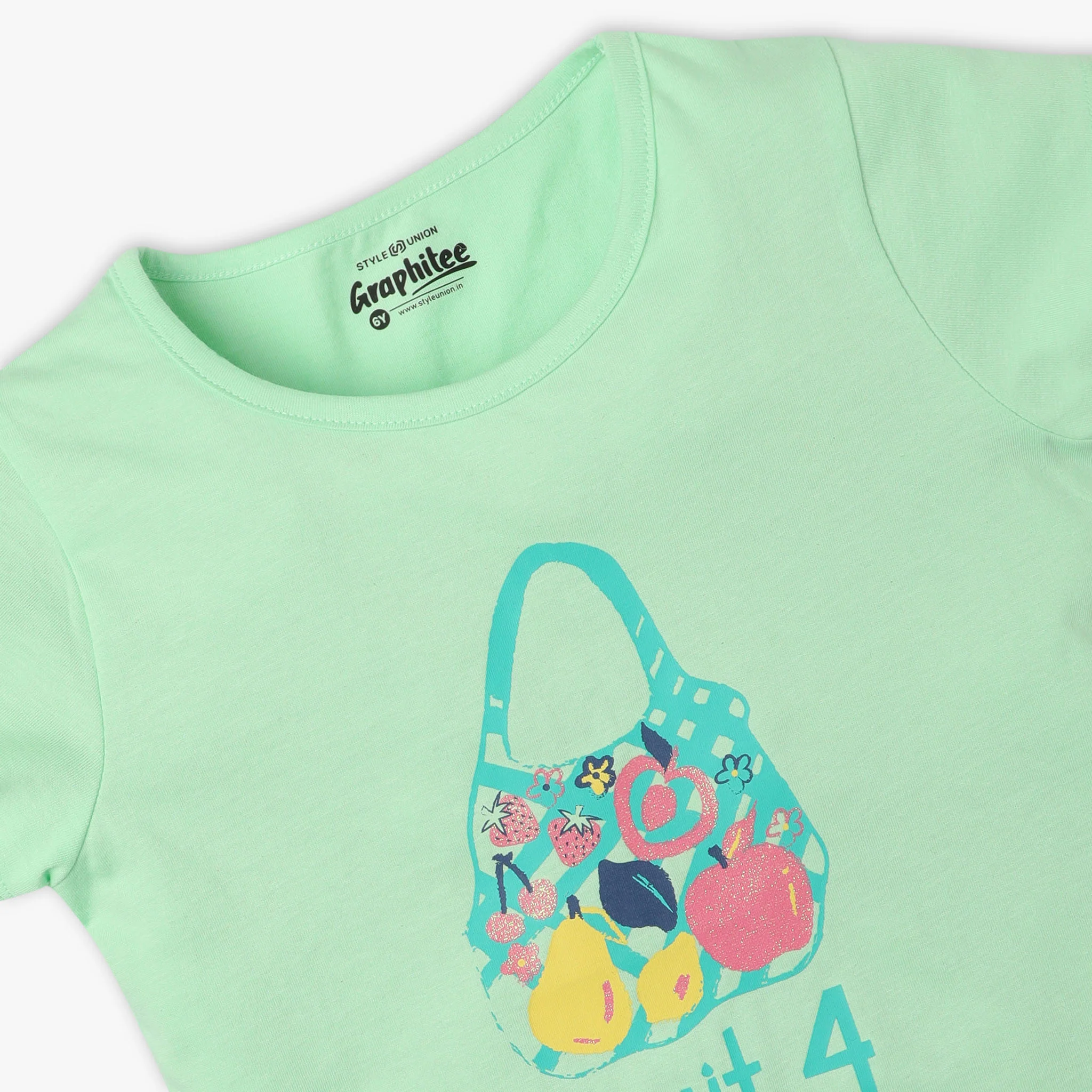 Girls Graphic Crew Neck Short T-Shirt - Image 3