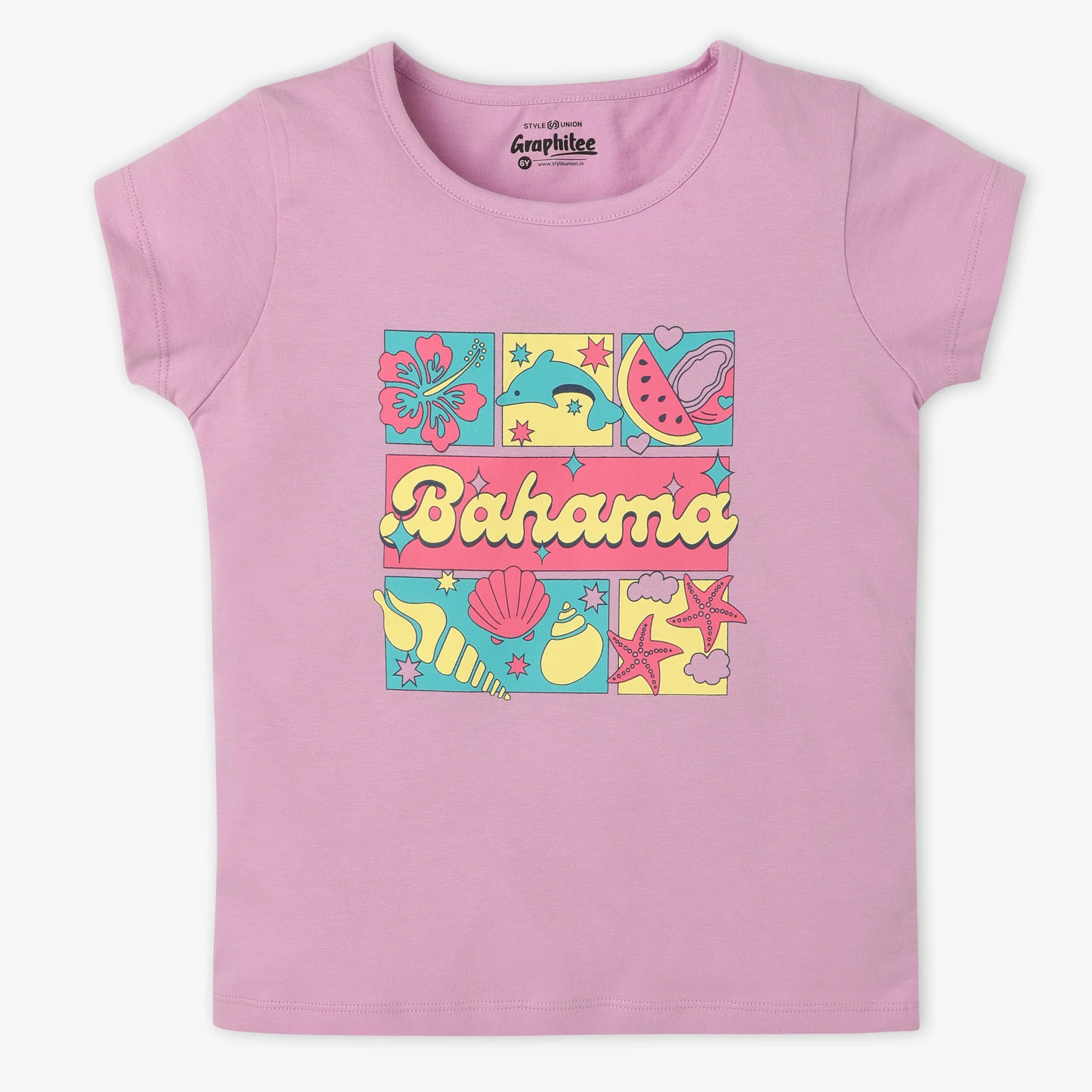 Girls Graphic Crew Neck Short T-Shirt