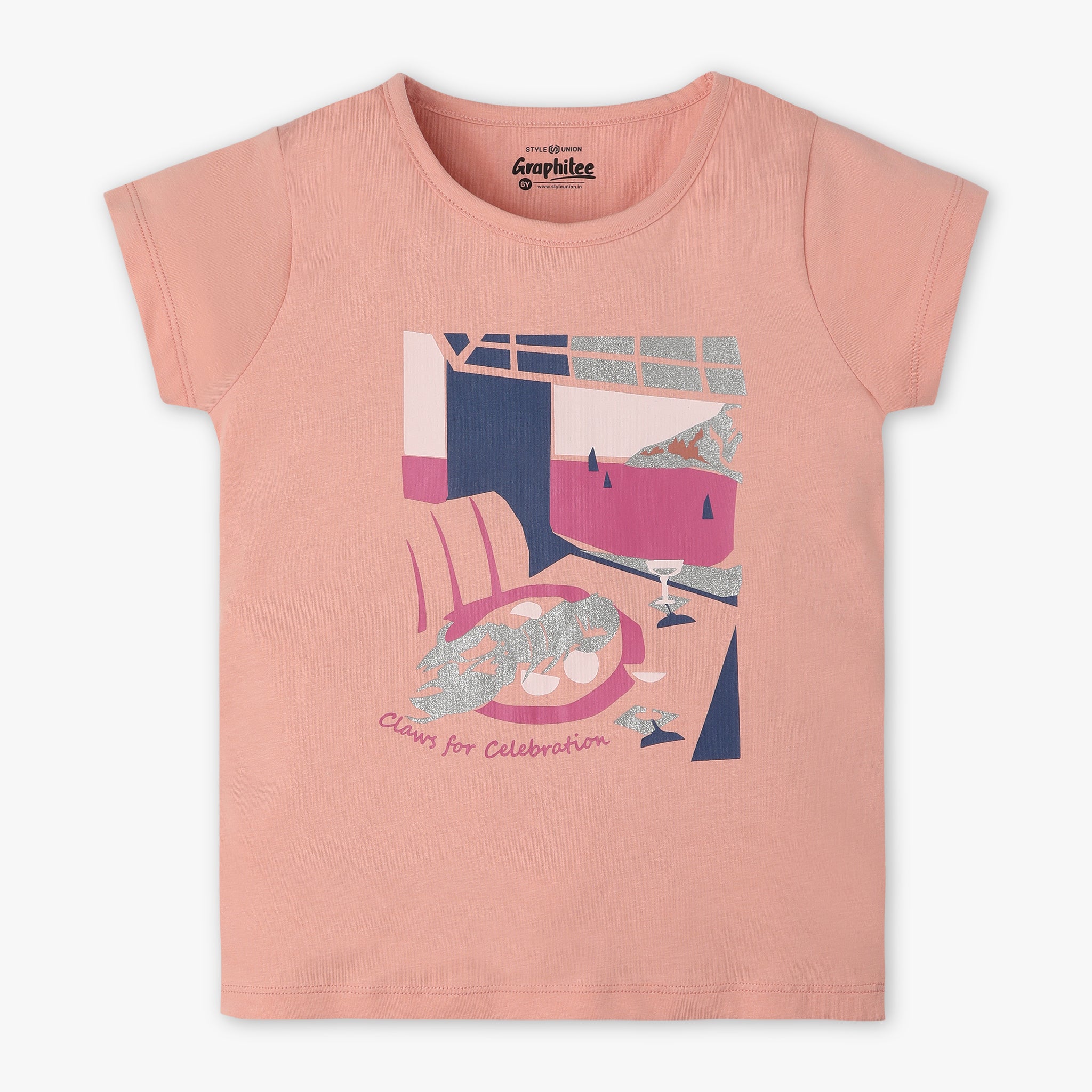 Girls Crew Neck Graphic Fun Playtime Basic T-Shirt