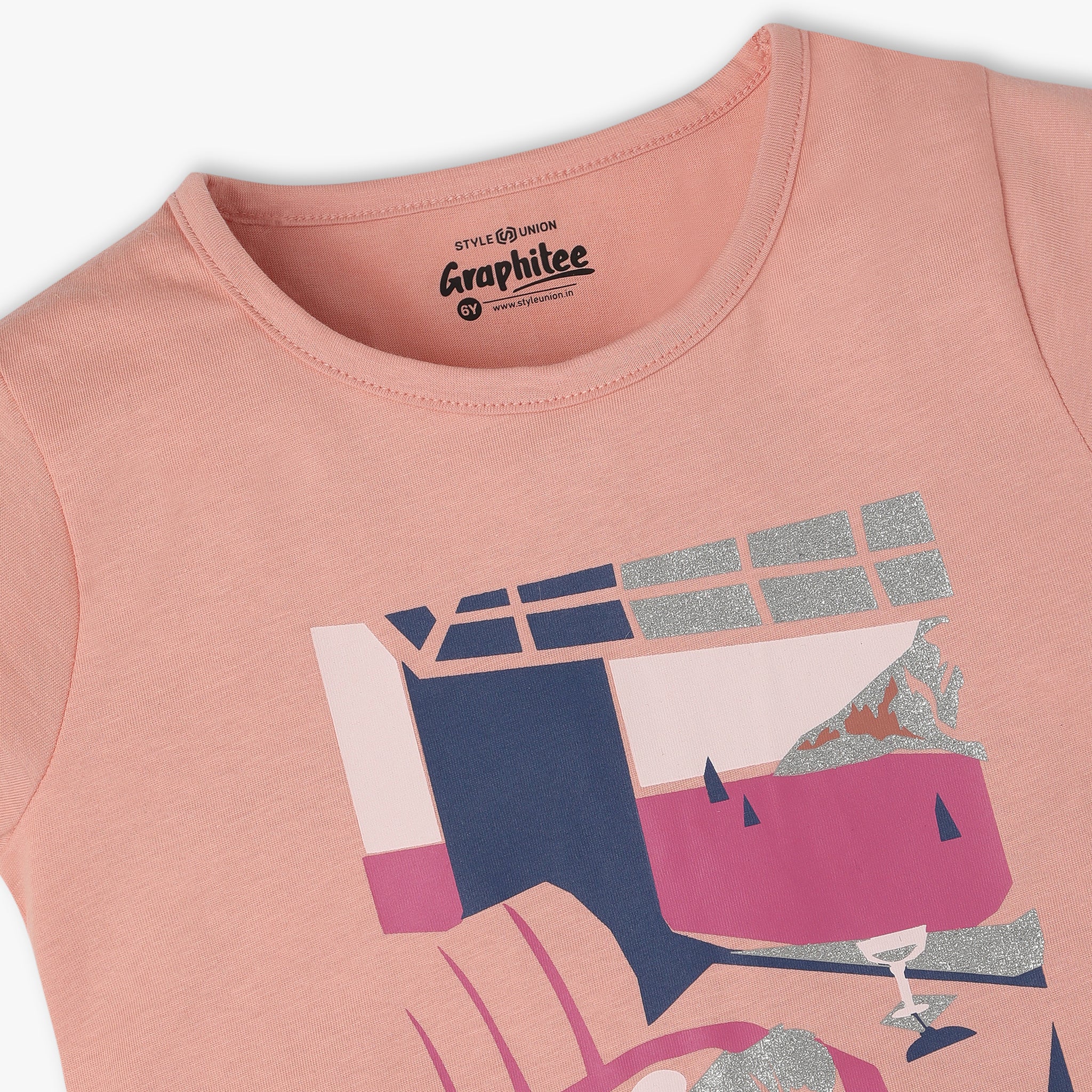 Girls Crew Neck Graphic Fun Playtime Basic T-Shirt - Image 3