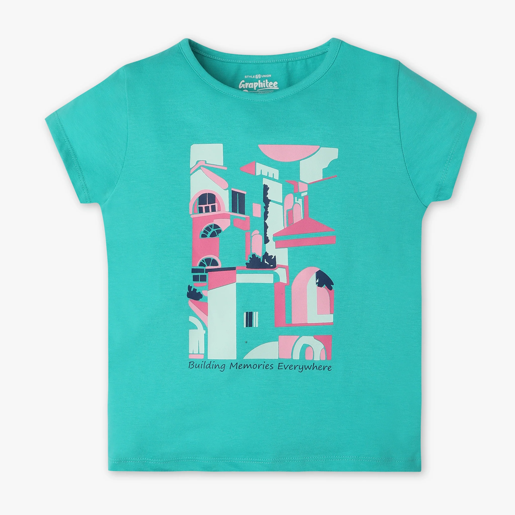 Girls Crew Neck Graphic Fun Playtime Basic T-Shirt
