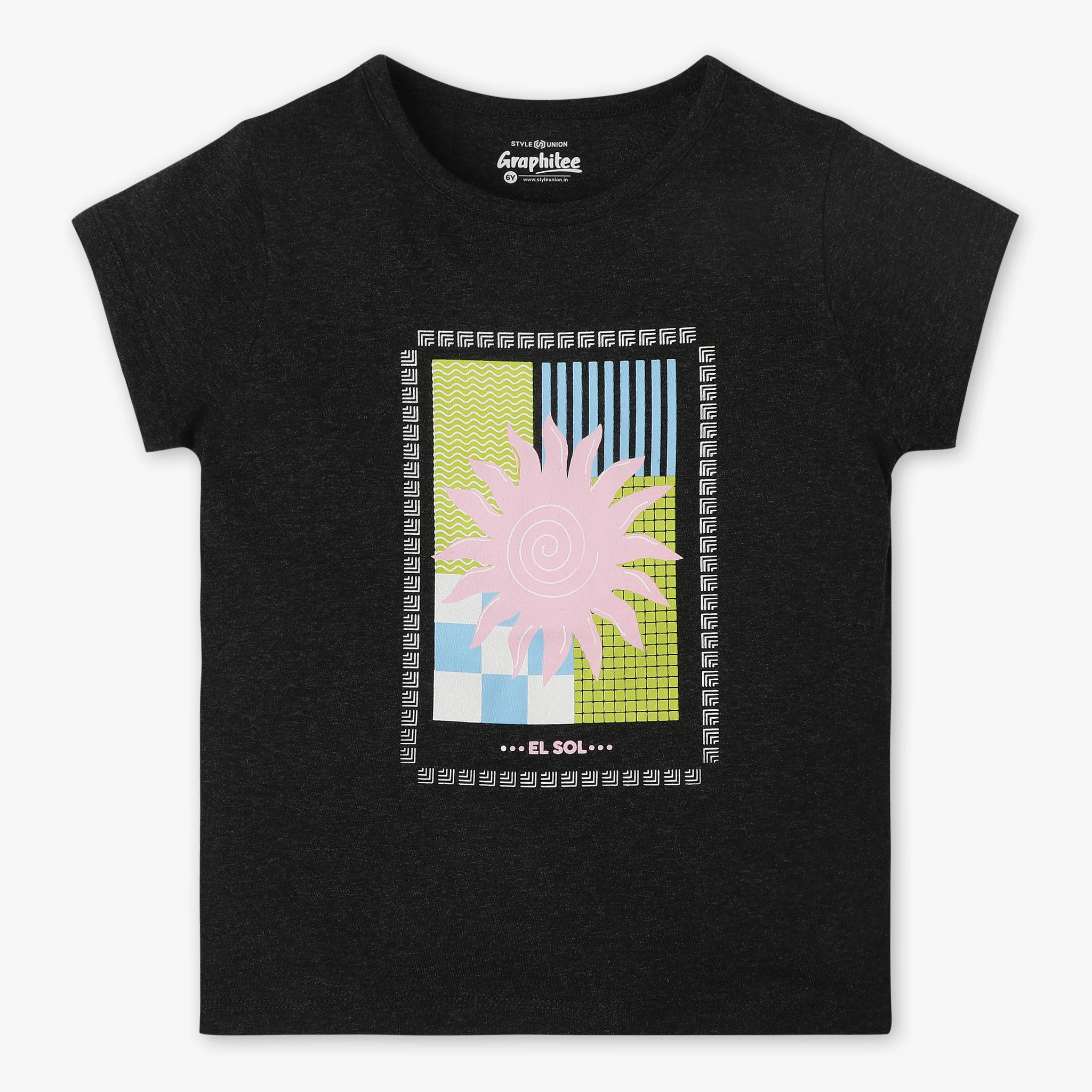 Girls Crew Neck Graphic Fun Playtime Basic T-Shirt