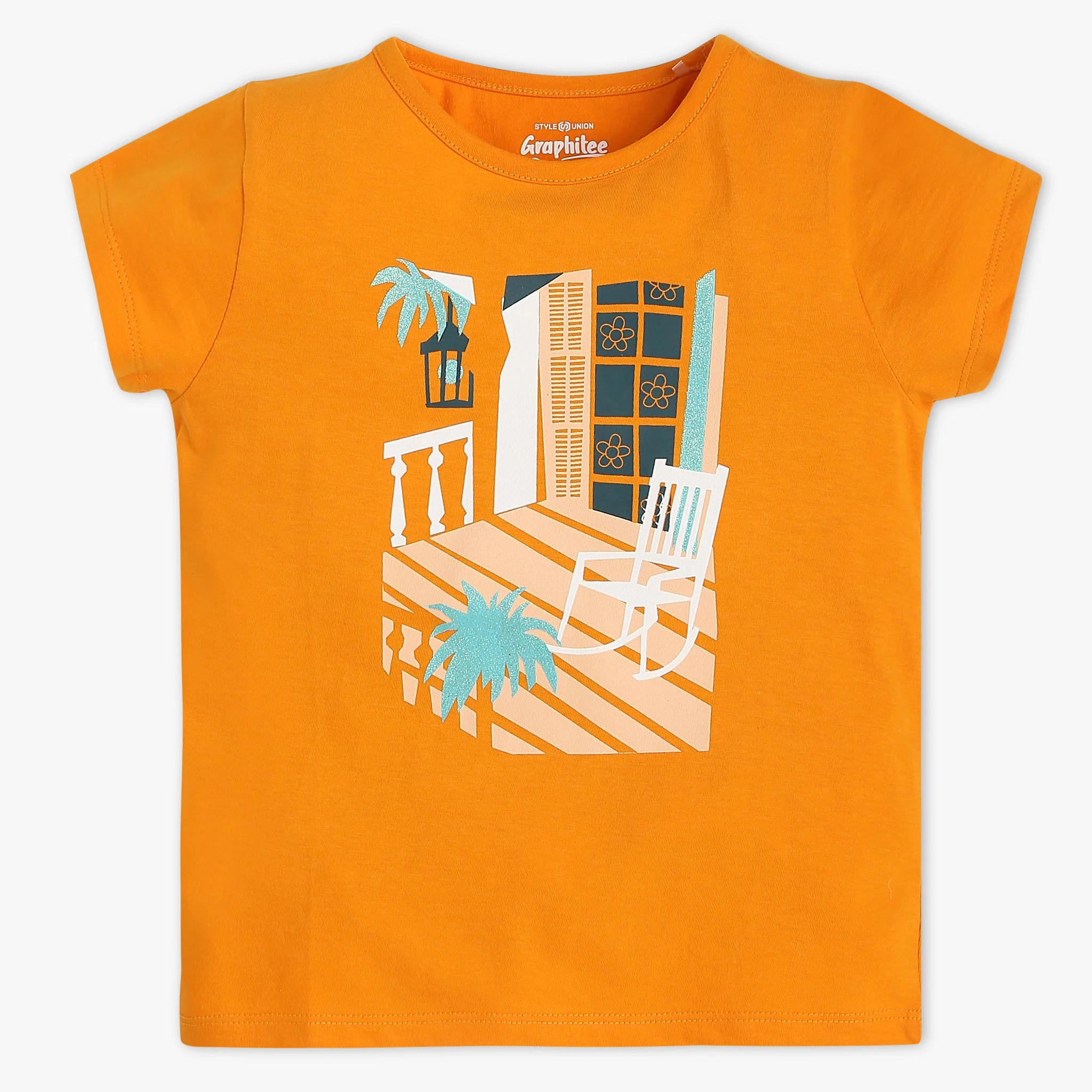 Girls Crew Neck Graphic Fun Playtime Basic T-Shirt