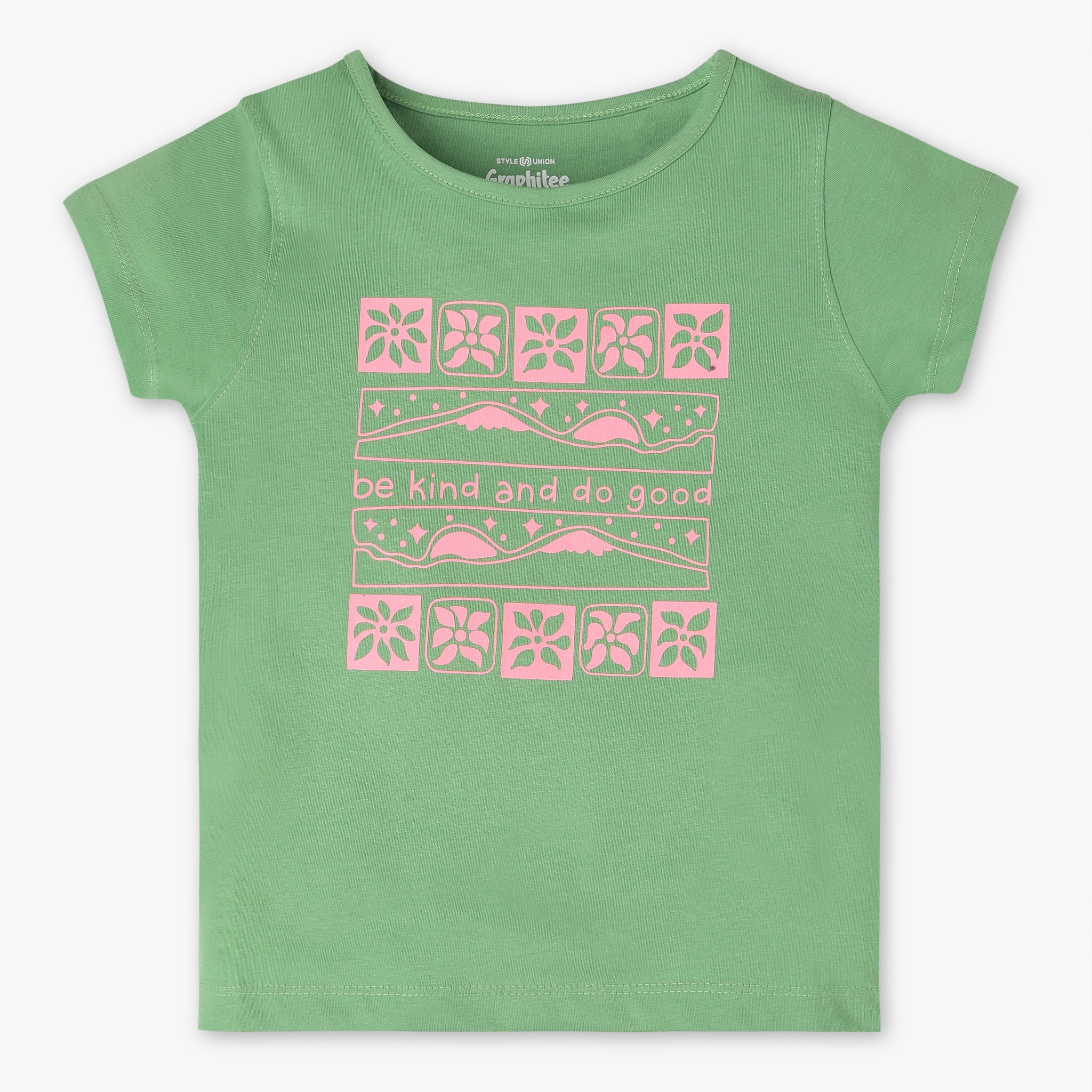 Girls Crew Neck Graphic Fun Playtime Basic T-Shirt
