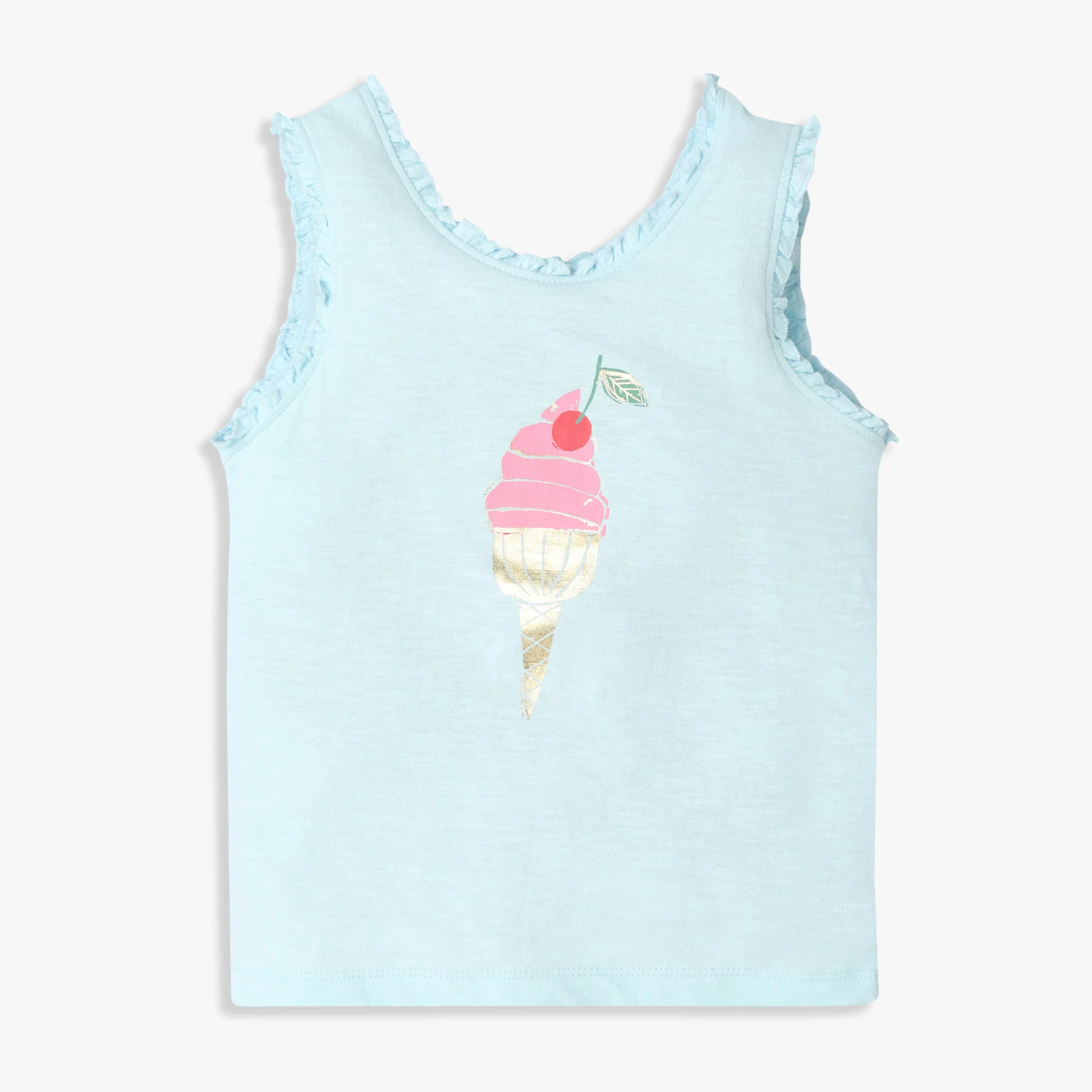 Girls Graphic Crew Neck Sleeveless T-Shirt