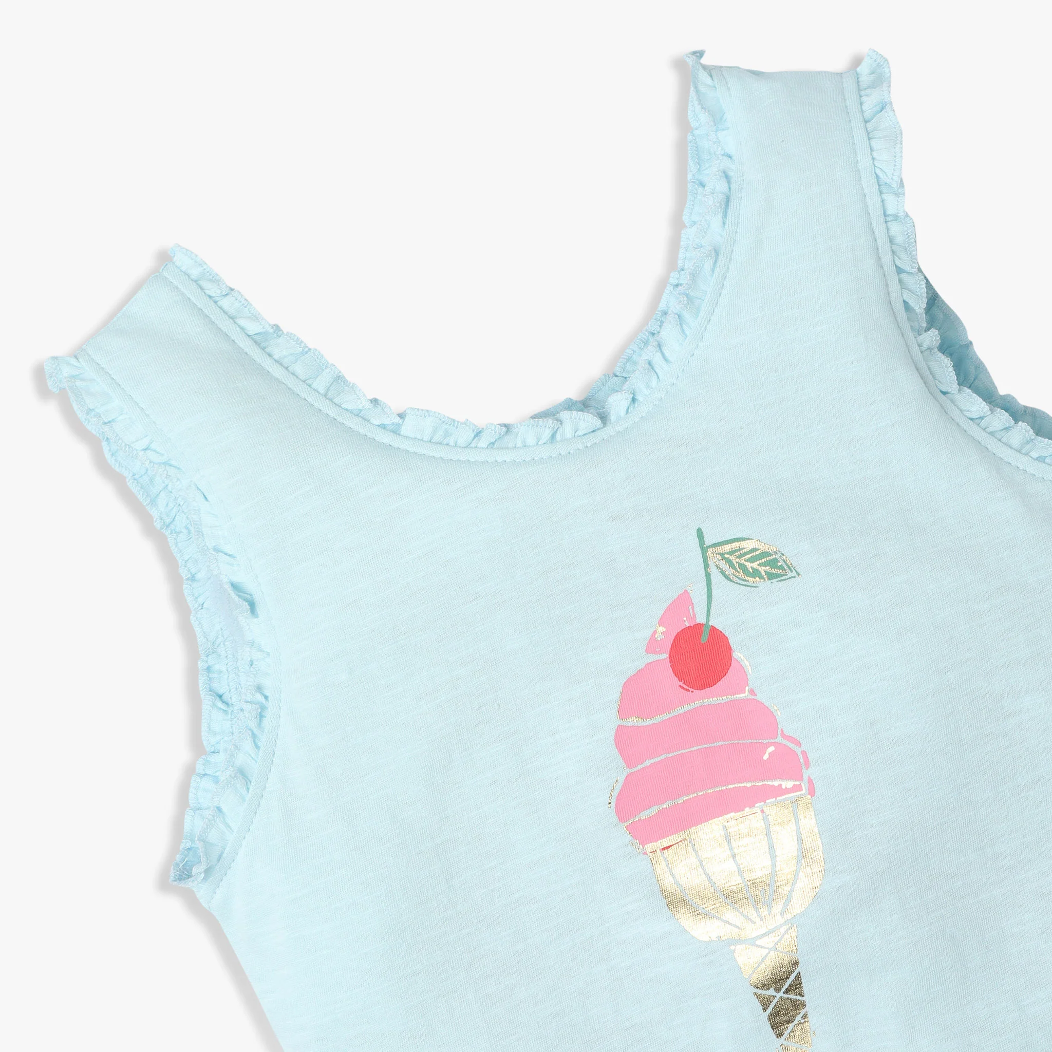 Girls Graphic Crew Neck Sleeveless T-Shirt - Image 3