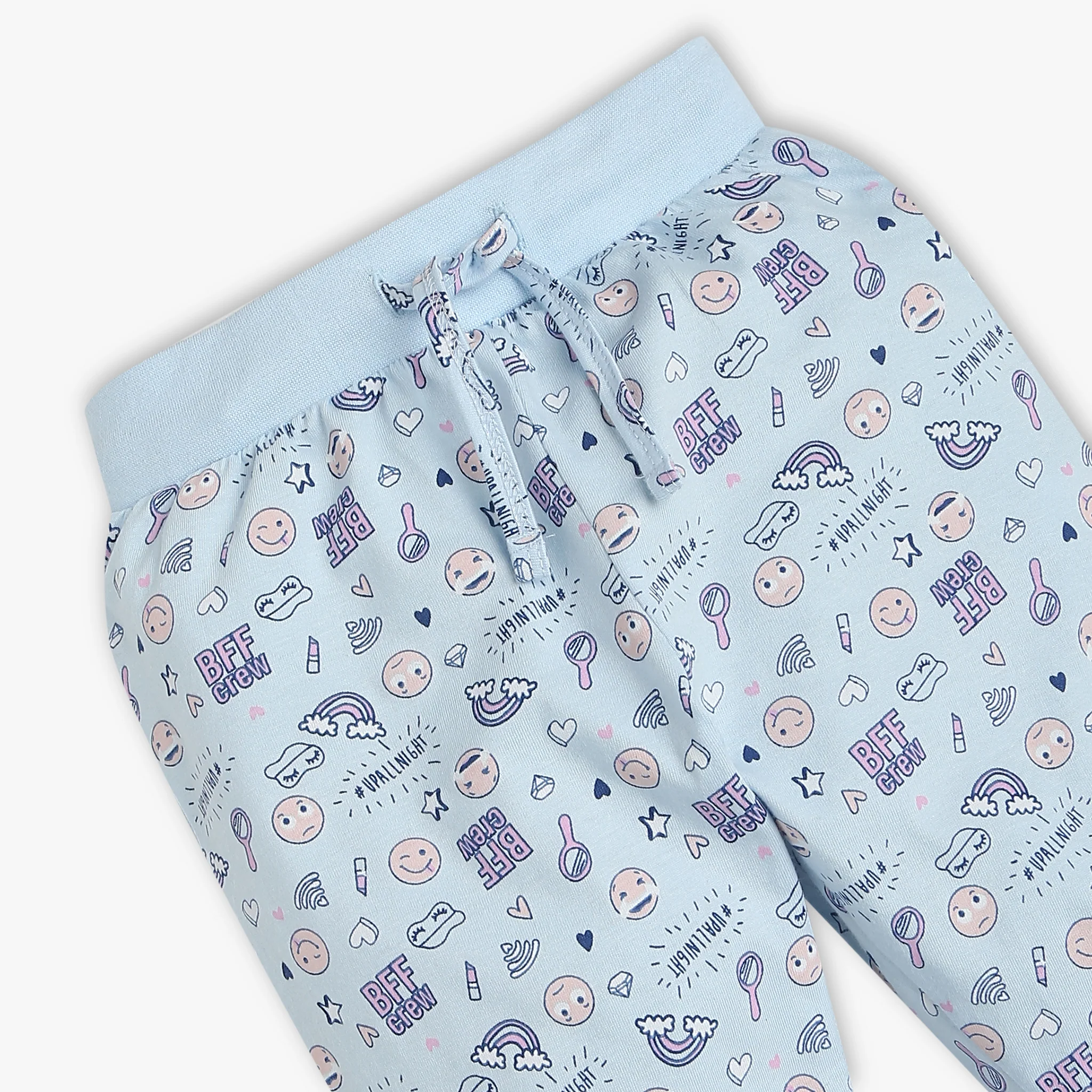 Girls Crew Neck Printed Snooze Co-Ordinate T-Shirt With Trackpants Sleepwear Sets - Image 7