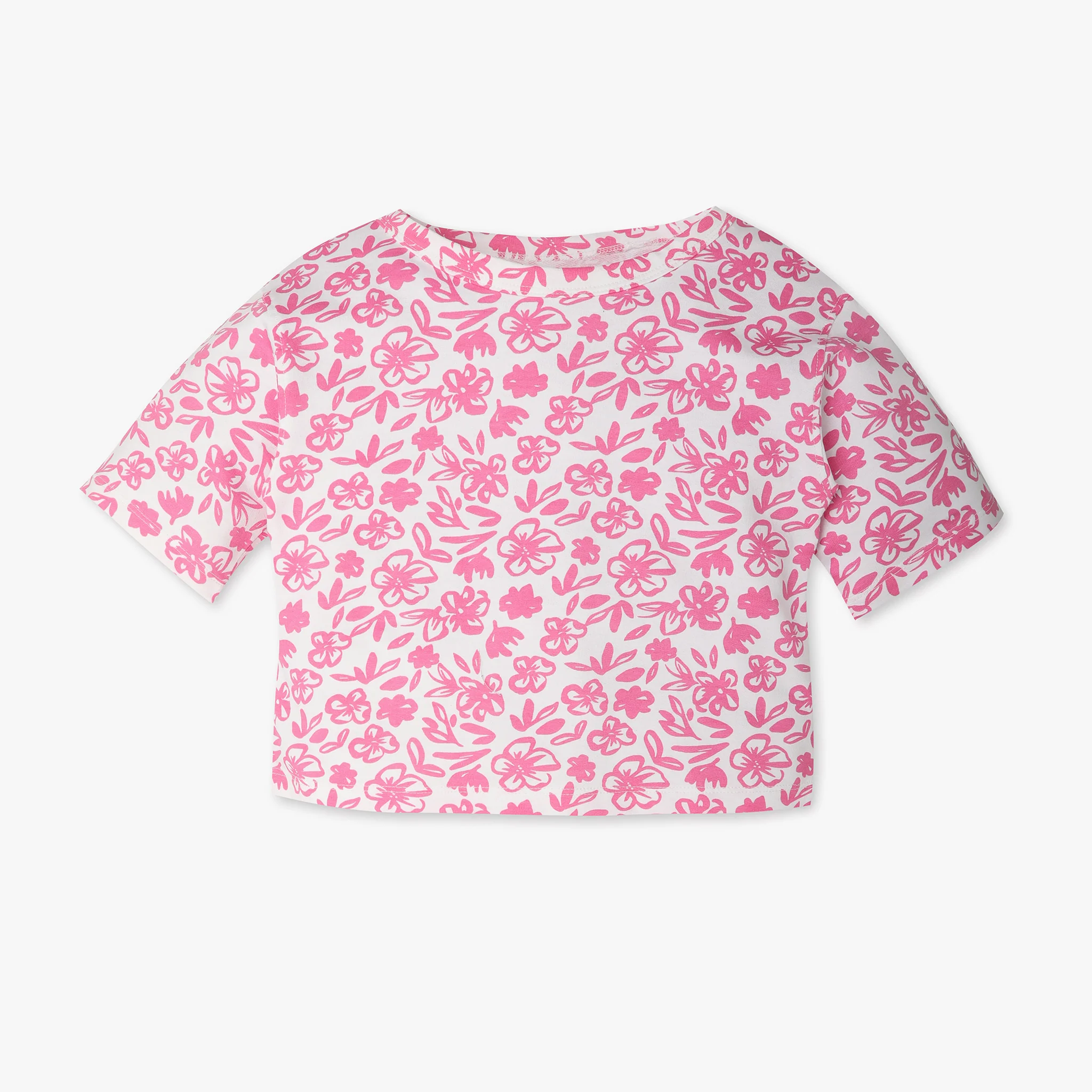 Girls Printed Crew Neck Short Sleeve T-Shirt