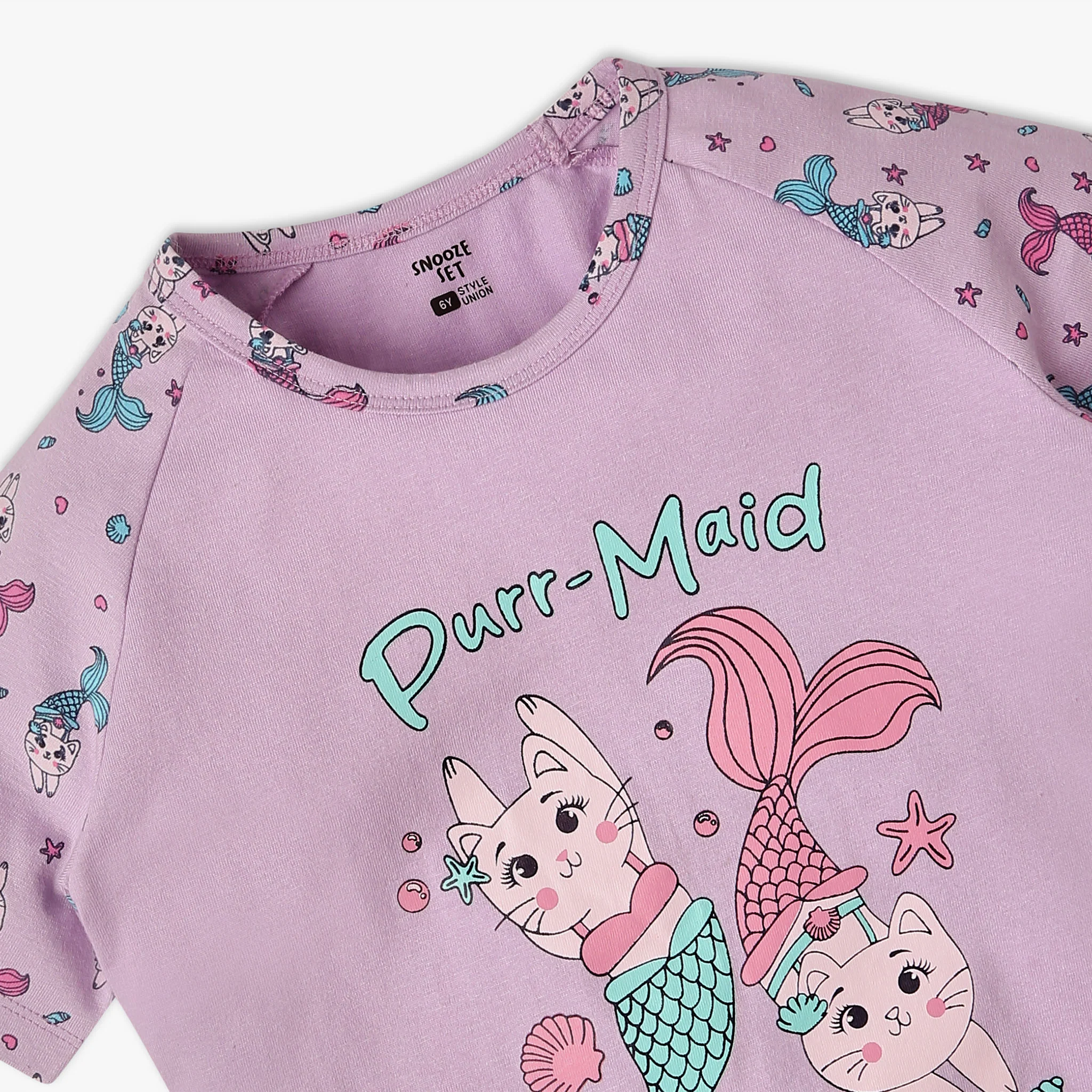Girls Printed Crew Neck Cap Sleeve Must Have Snooze Co-Ord Set - Image 2