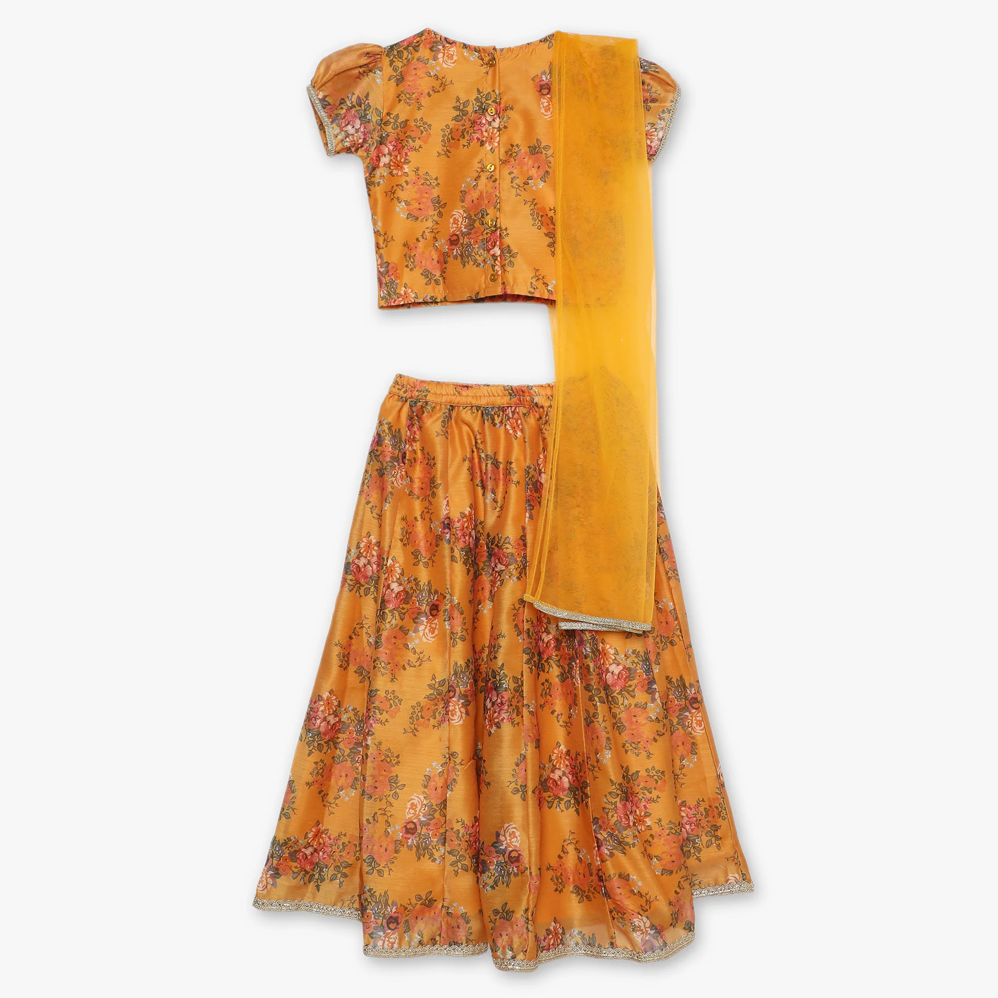 Girls Regular Fit Printed Crop Top And Skirt With Dupatta Set - Image 2