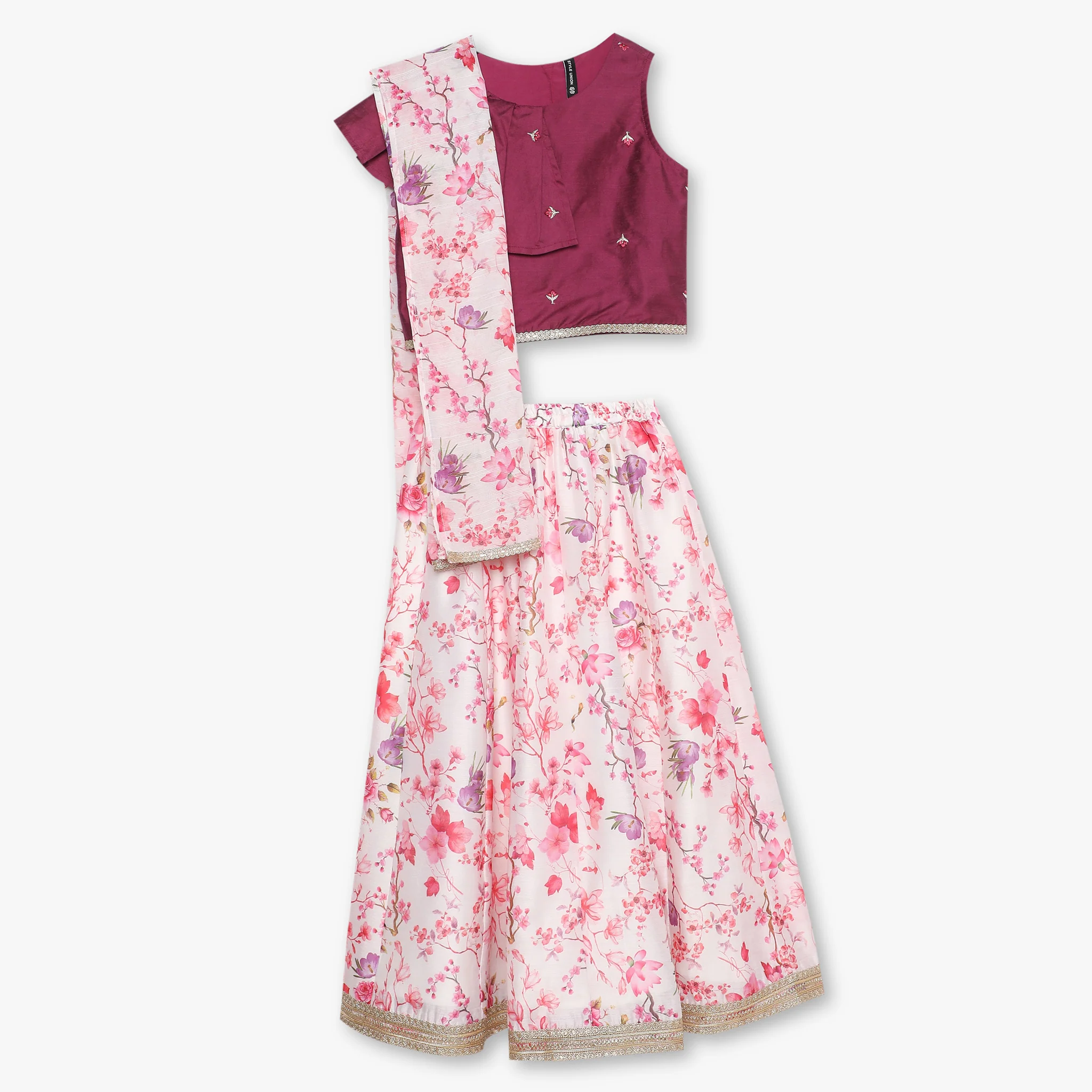 Girls Regular Fit Printed Lehenga And Choli With Dupatta