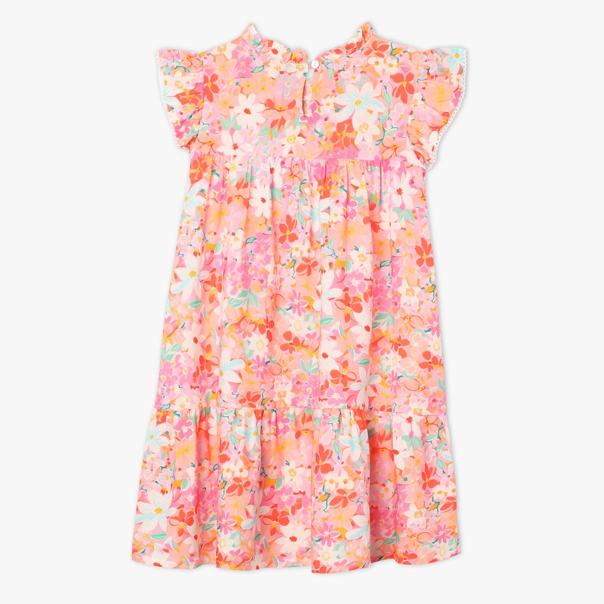 Girls Knee Length Short Sleeve A-Line Printed Dress - Image 2