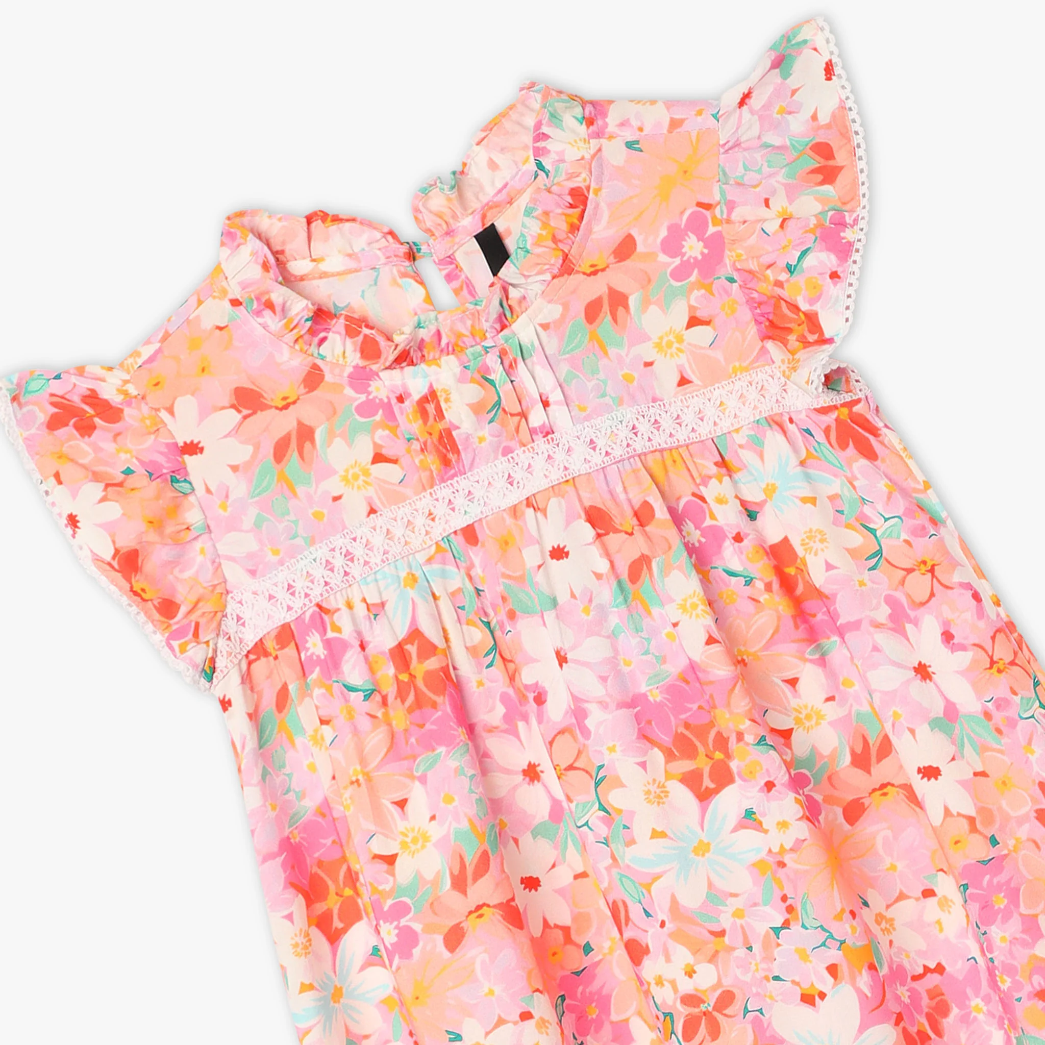Girls Knee Length Short Sleeve A-Line Printed Dress - Image 3