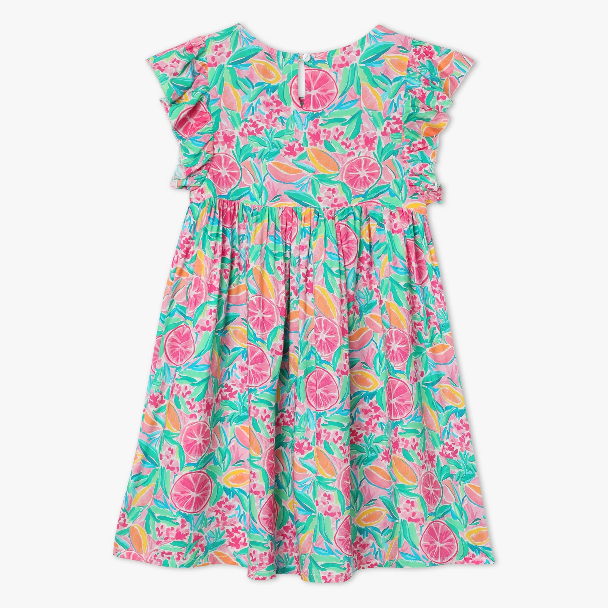 Girls Knee Length Short Sleeve A-Line Printed Dress - Image 2