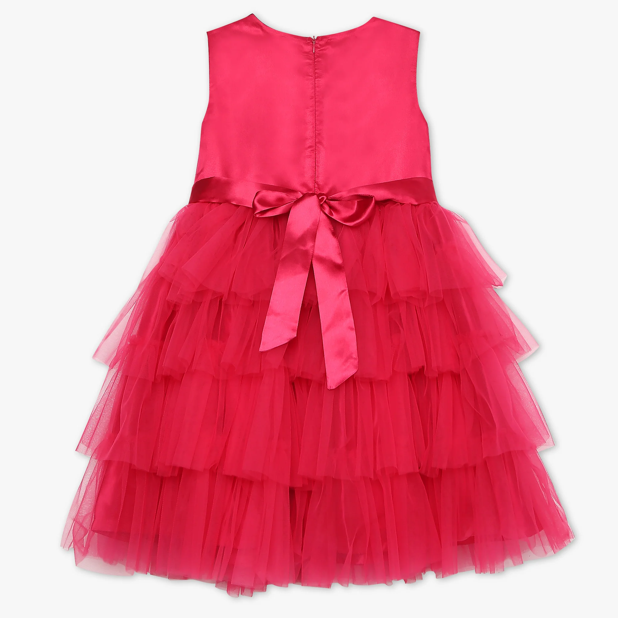 Girls Knee Length Sleeveless Embellished Party Dress - Image 2