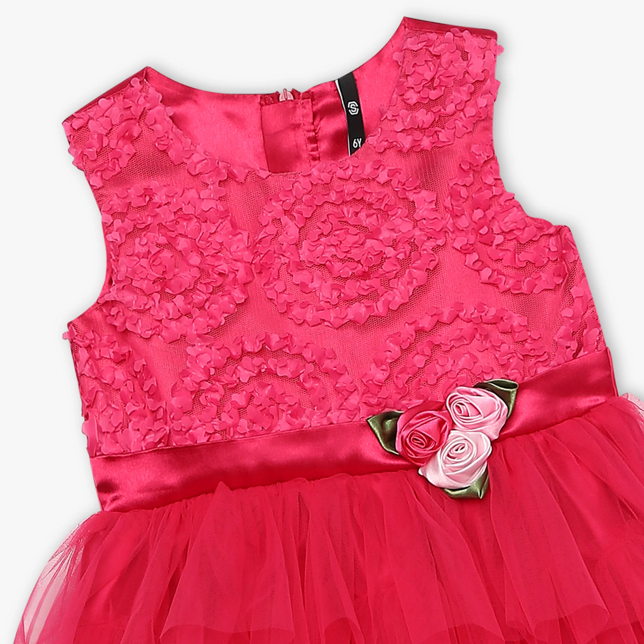 Girls Knee Length Sleeveless Embellished Party Dress - Image 3