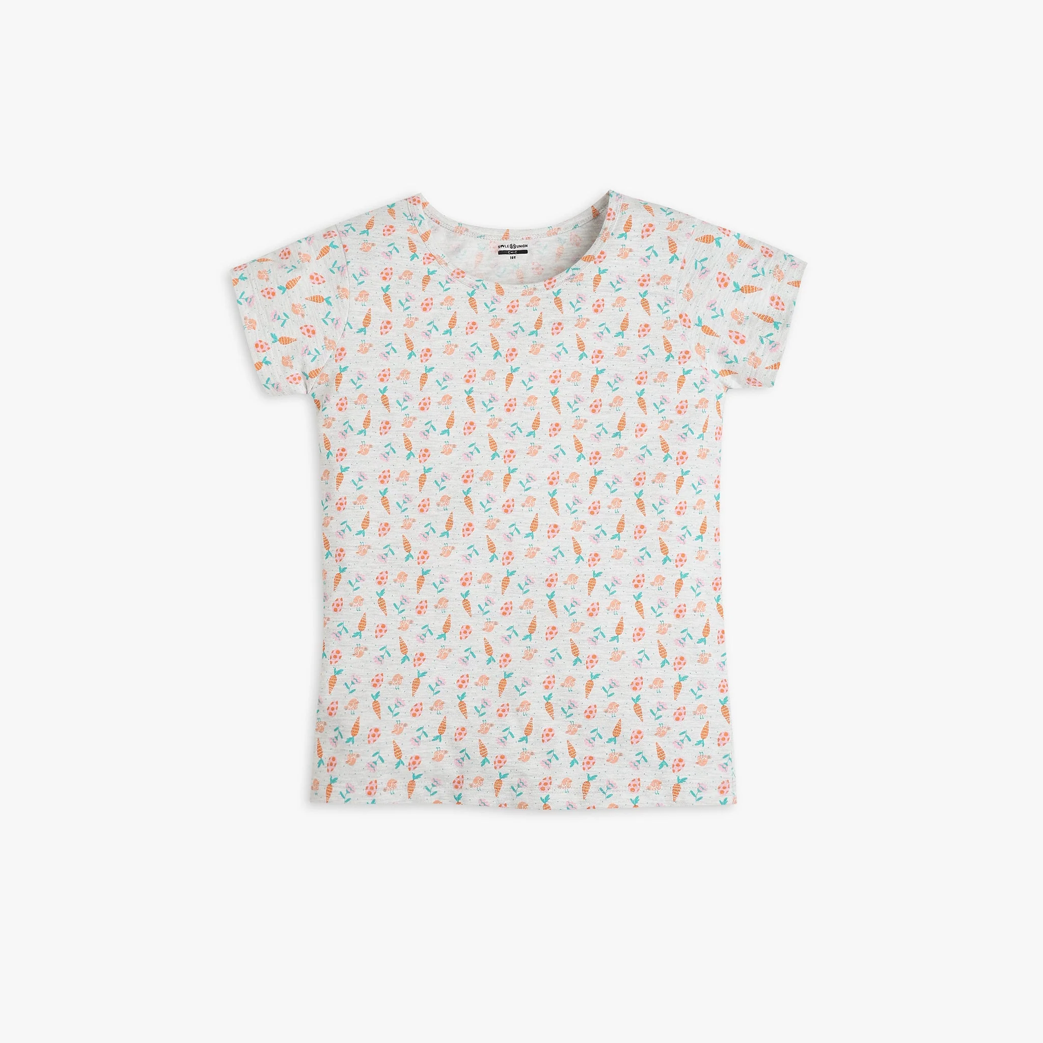 Girl's Knitted Printed T-Shirt With Shorts Sleepwear Set - Image 2