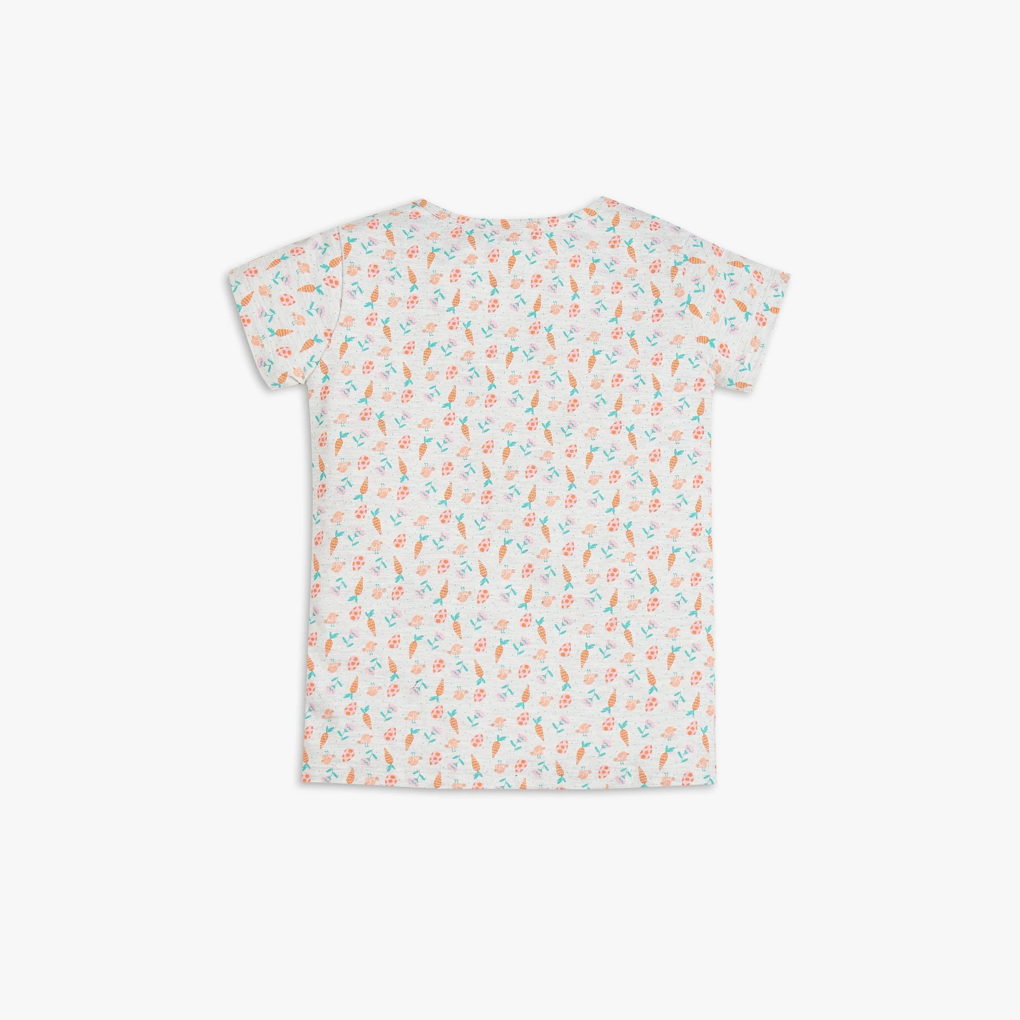 Girl's Knitted Printed T-Shirt With Shorts Sleepwear Set - Image 3