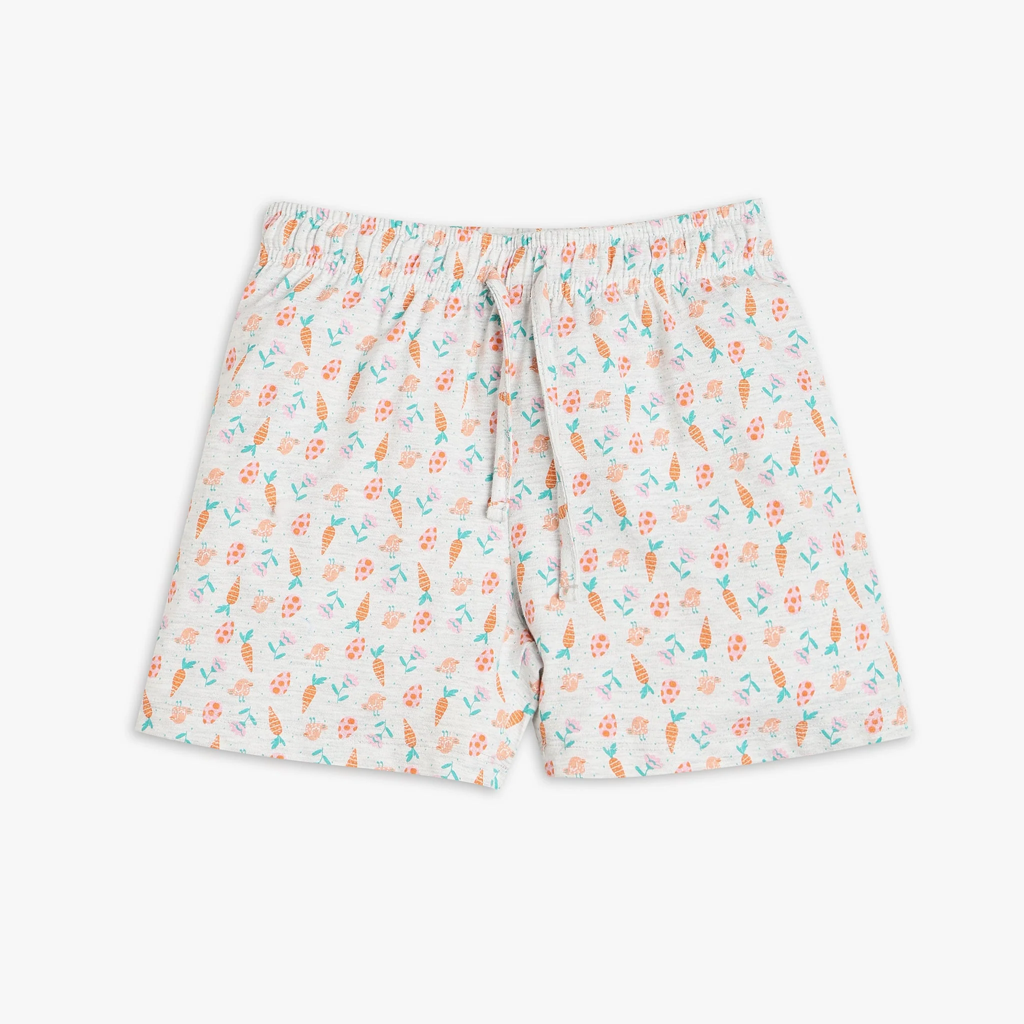 Girl's Knitted Printed T-Shirt With Shorts Sleepwear Set - Image 5