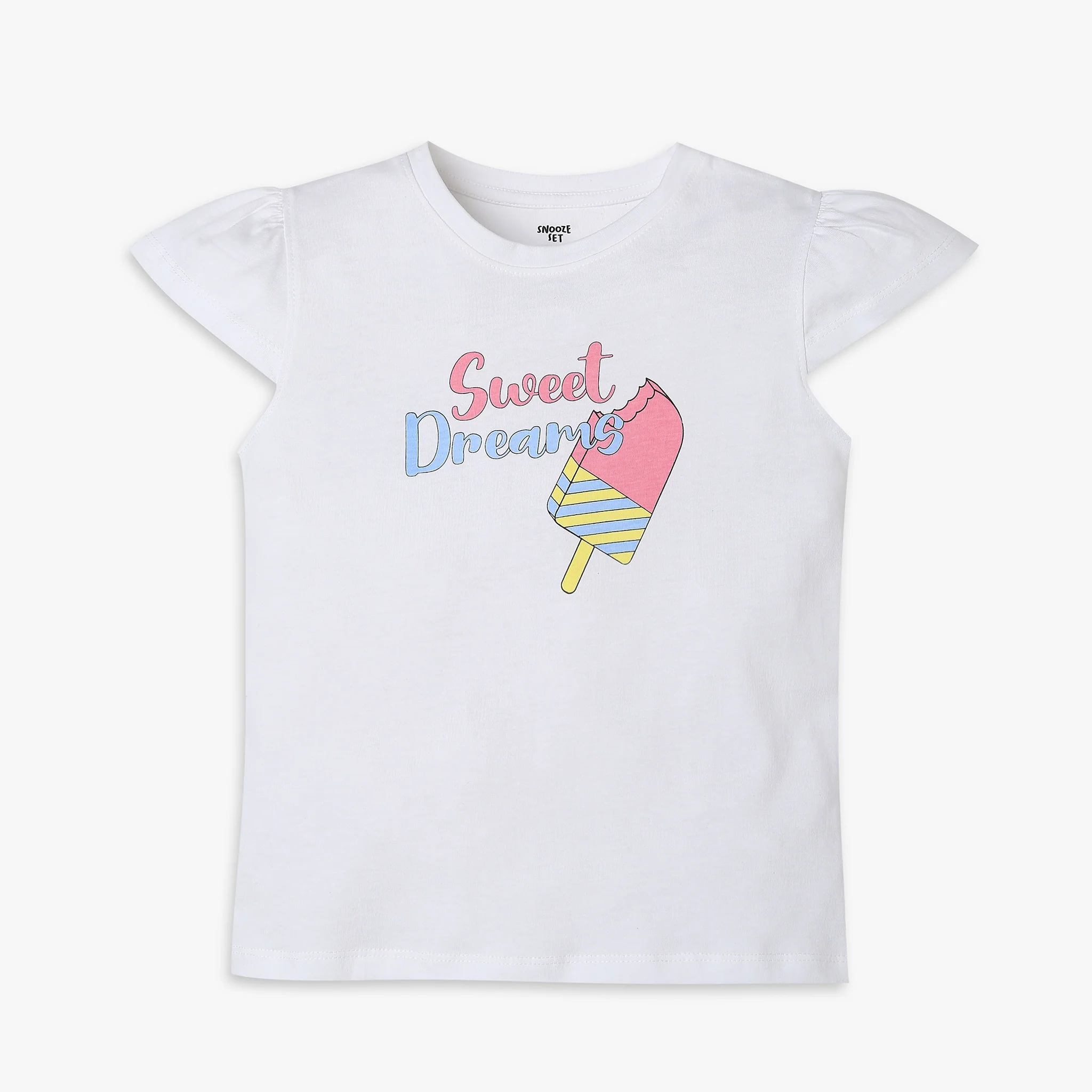 Girls Knitted Printed T-Shirt With Trackpant Sleepwear Set - Image 2