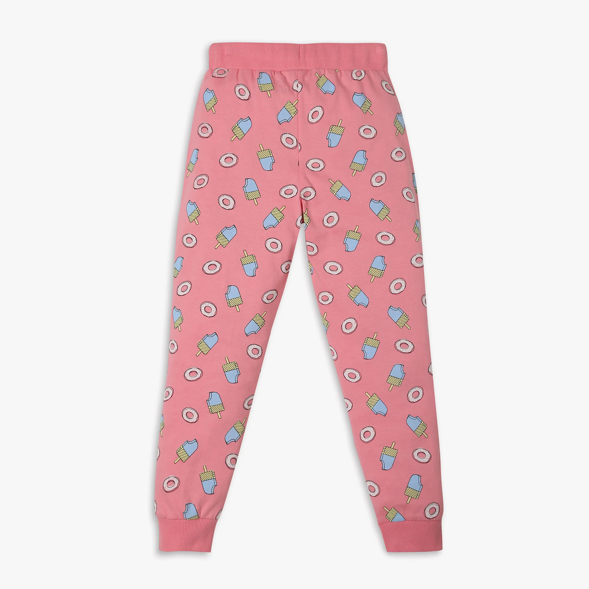 Girls Knitted Printed T-Shirt With Trackpant Sleepwear Set - Image 6