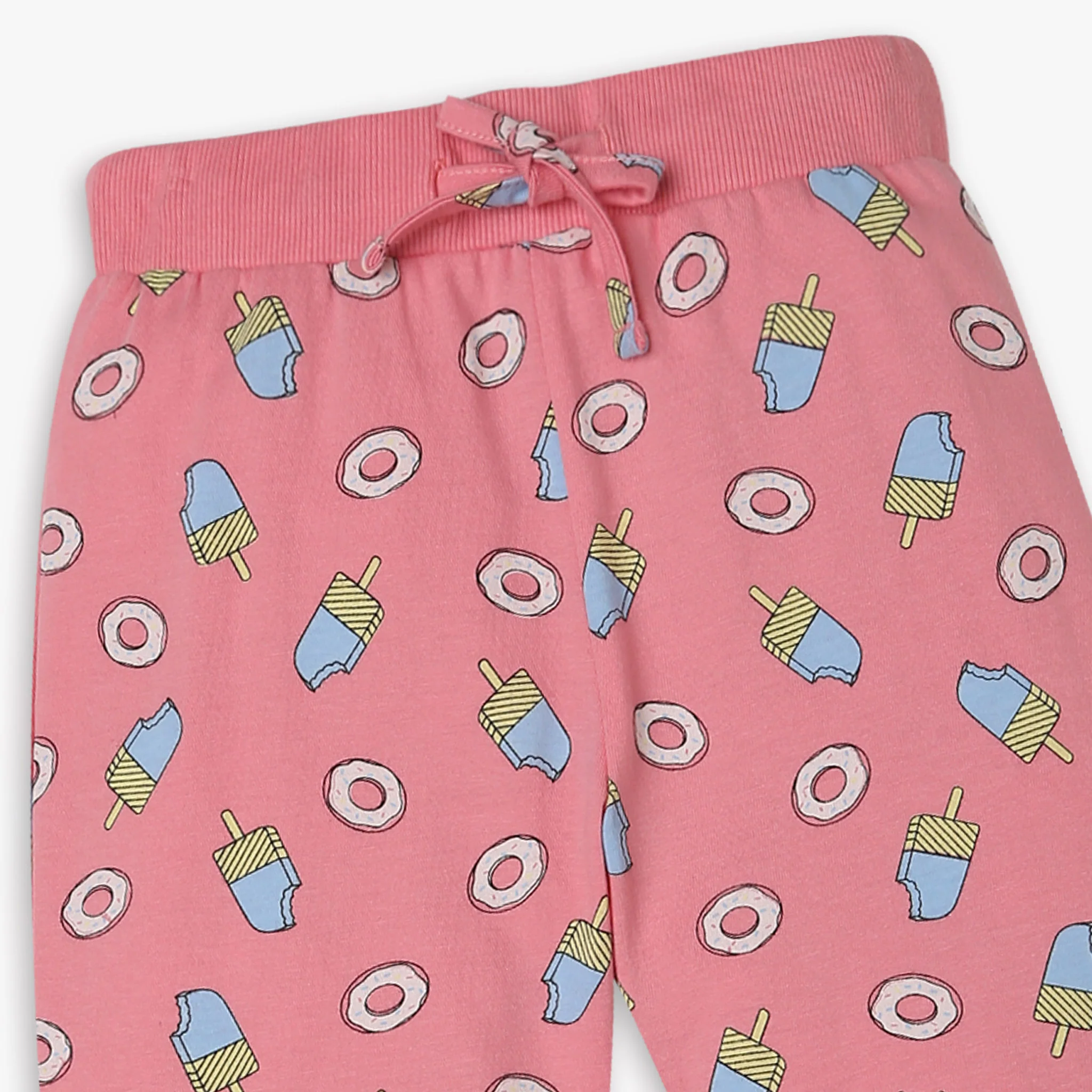 Girls Knitted Printed T-Shirt With Trackpant Sleepwear Set - Image 7